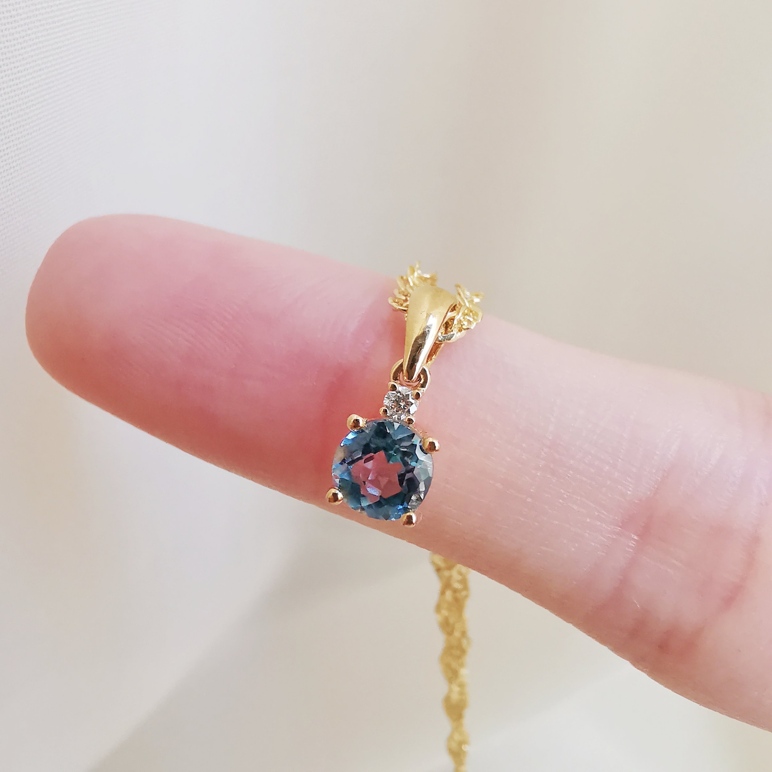 18K Tráthnóna Round Blue Topaz Solitaire Pendant with Diamond 3.jpeg