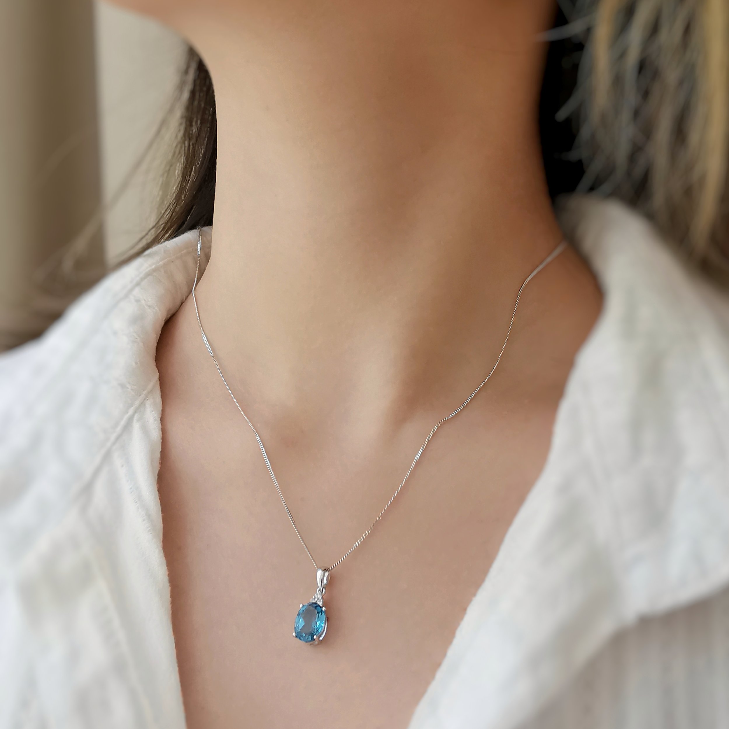 Sterling Silver & Swiss Blue Topaz Necklace | LVP810-BT | Valina Fine  Jewelry
