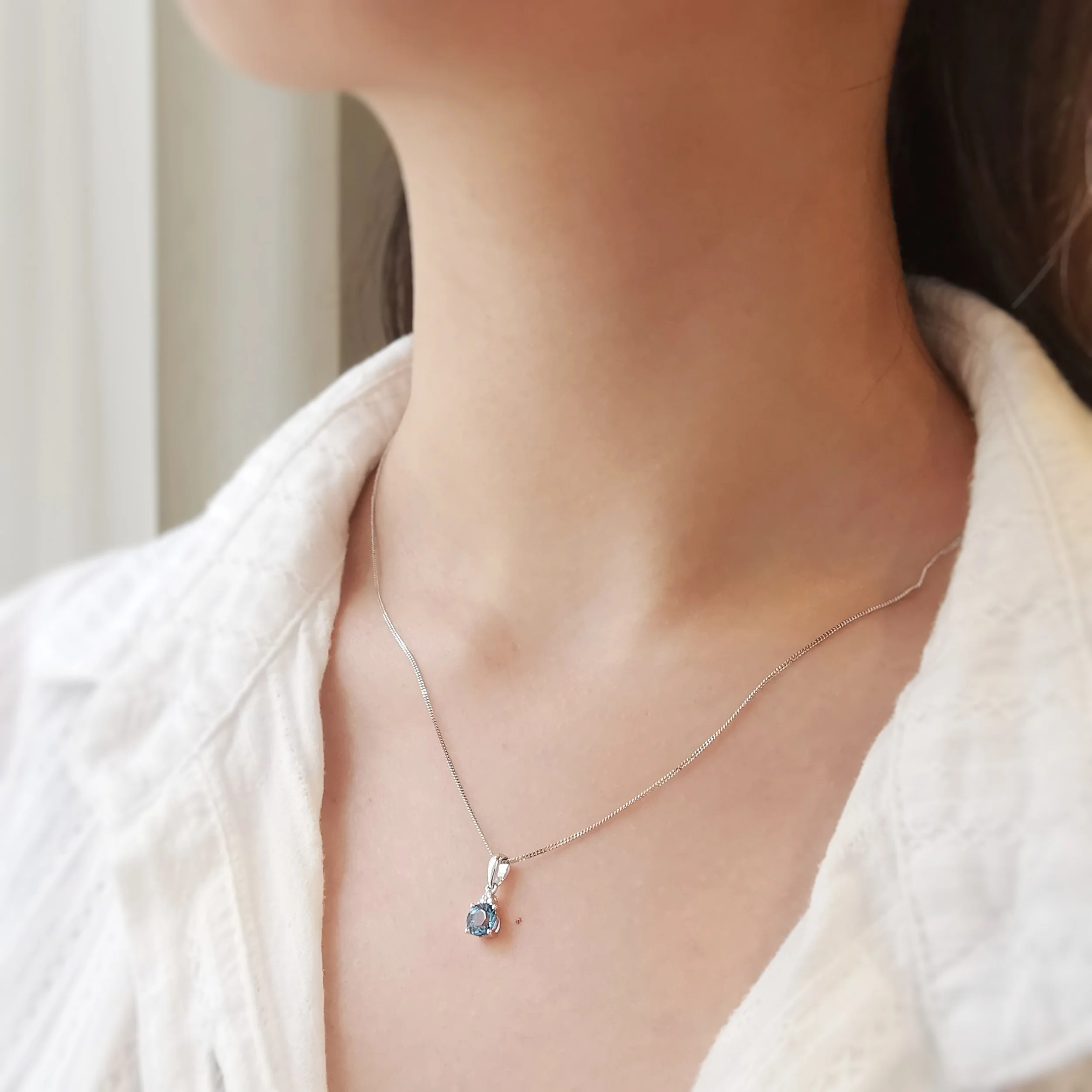 18K Miroiter Emerald Blue Topaz Pendant 