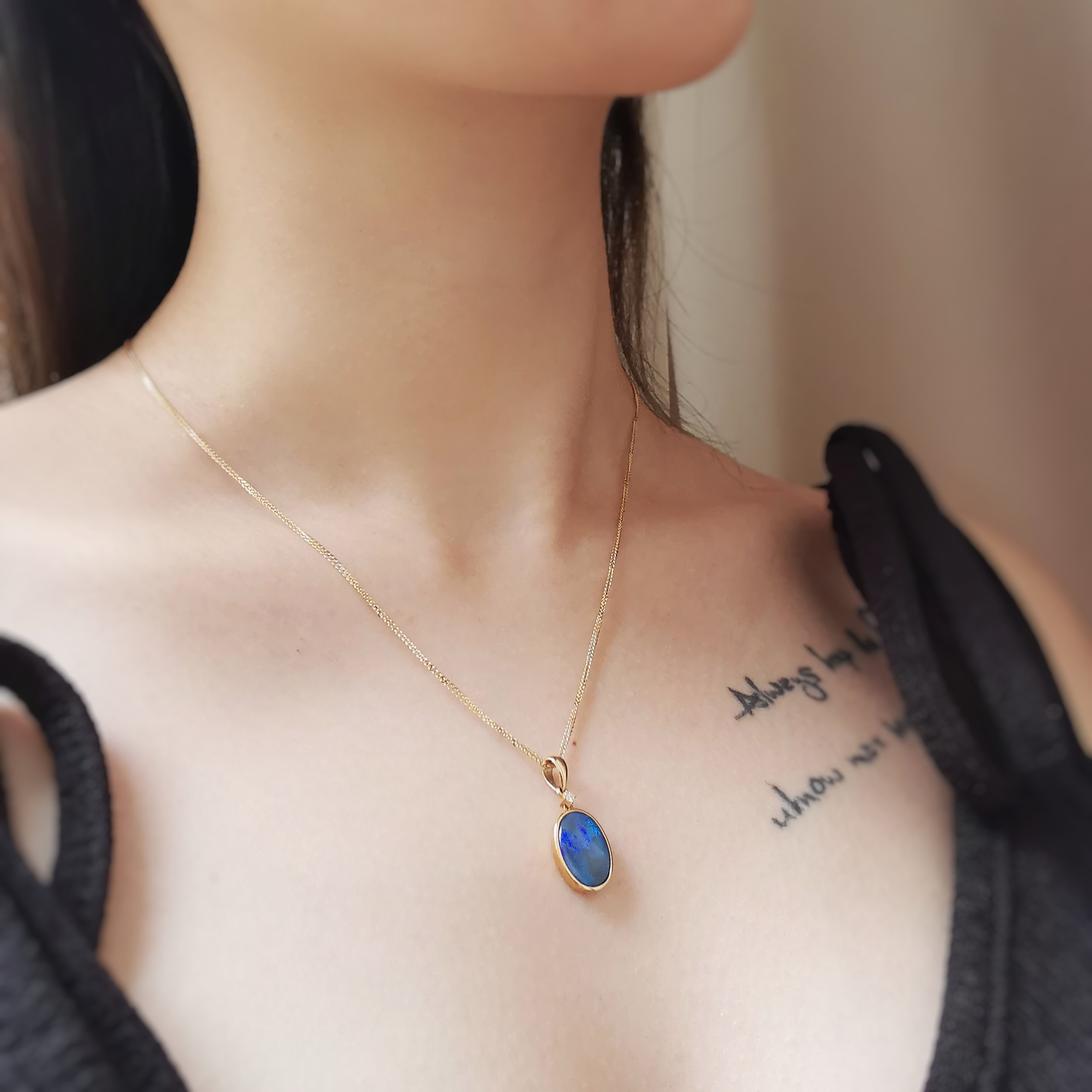18K Ciel Solid Australian Black Opal Pendant with Diamond 5.jpeg