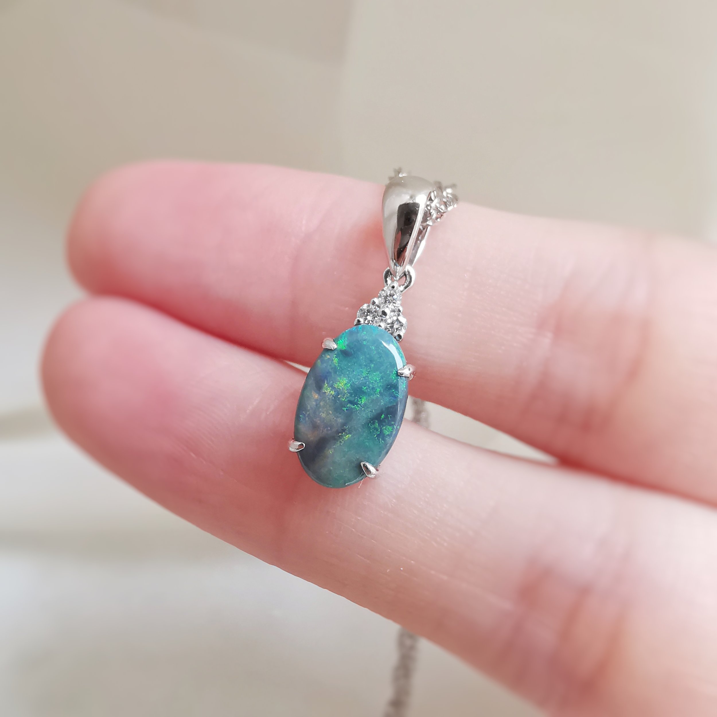 18K Sarcelle Solid Australian Black Opal Pendant with Diamond 3.jpeg