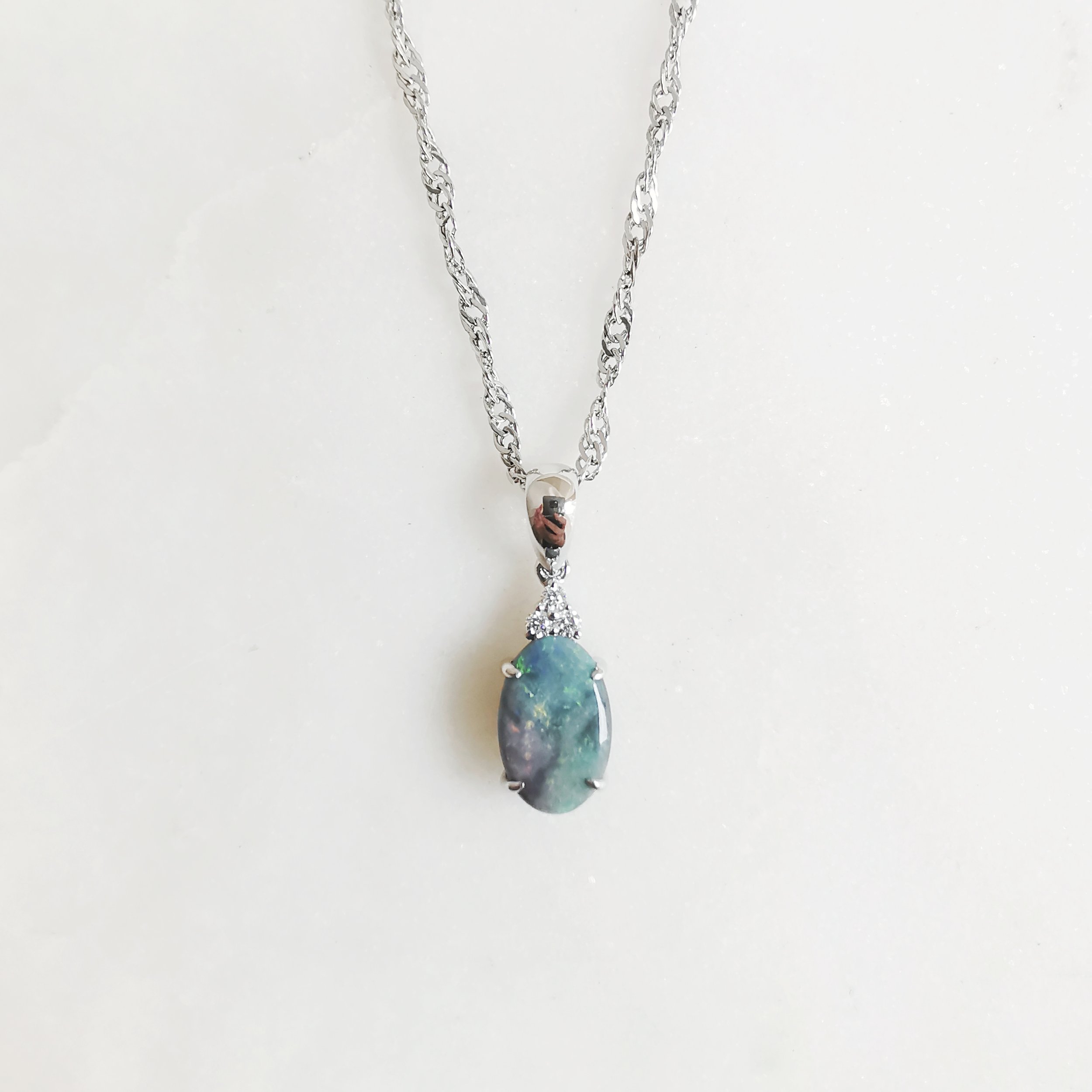 18K Sarcelle Solid Australian Black Opal Pendant with Diamond 1.jpeg