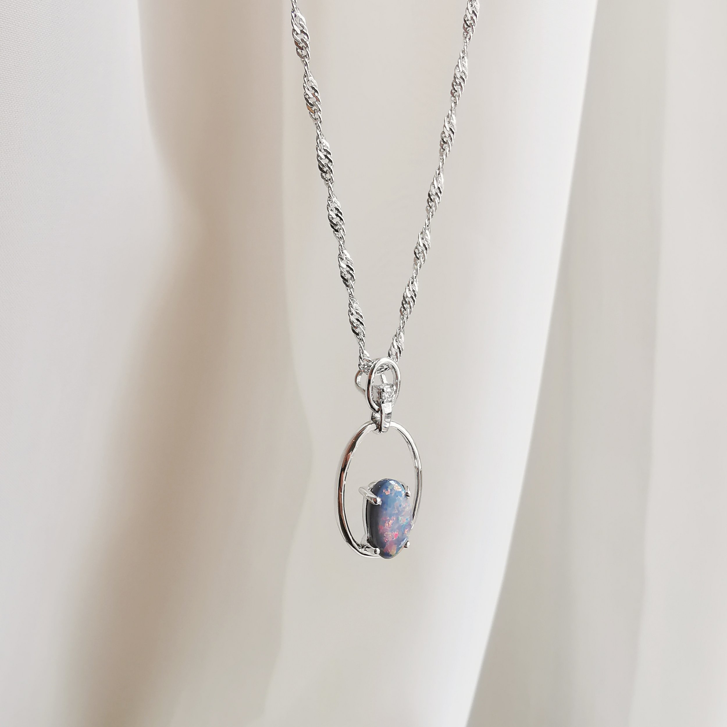 18K Telescope Solid Australian Black Opal Pendant with Diamond 4.jpeg