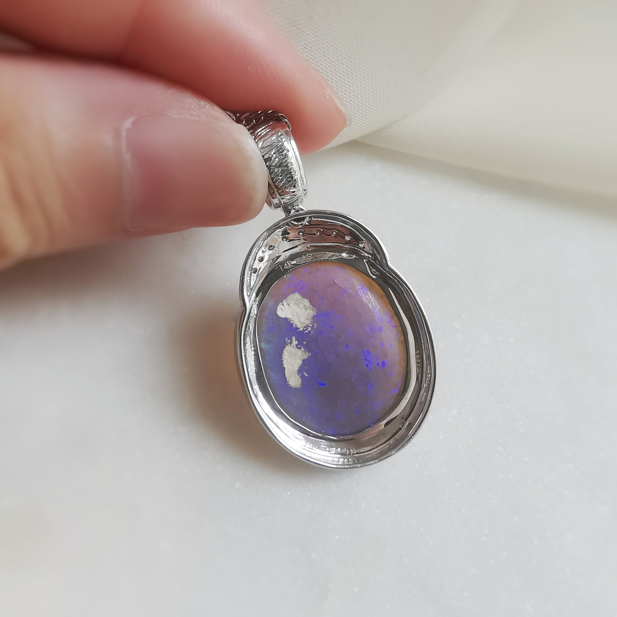 18K Nova Solid Australian Black Opal and Diamond Pendant 4.jpeg
