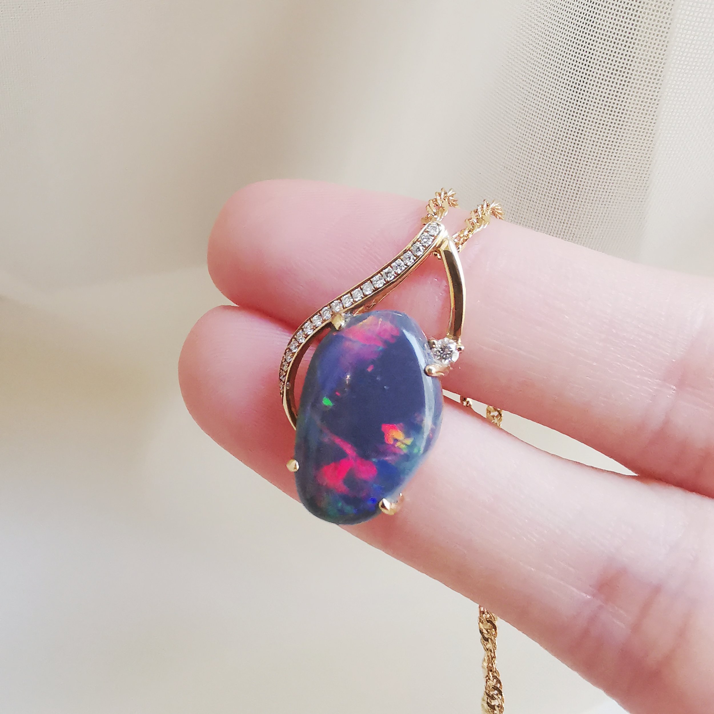 18K Codex Solid Australian Black Opal and Diamond Pendant 4.jpeg