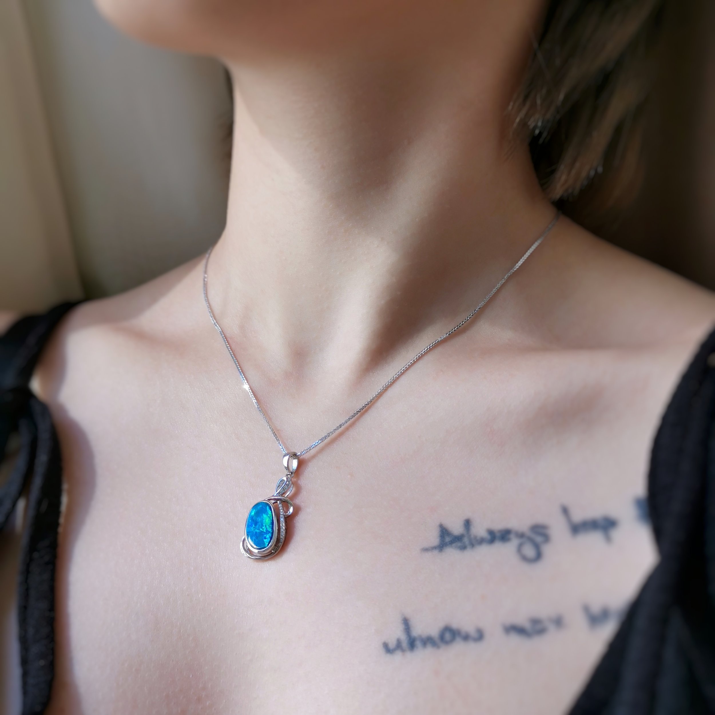 18K Palindrome Doublet Australian Black Opal Pendant 4.jpeg