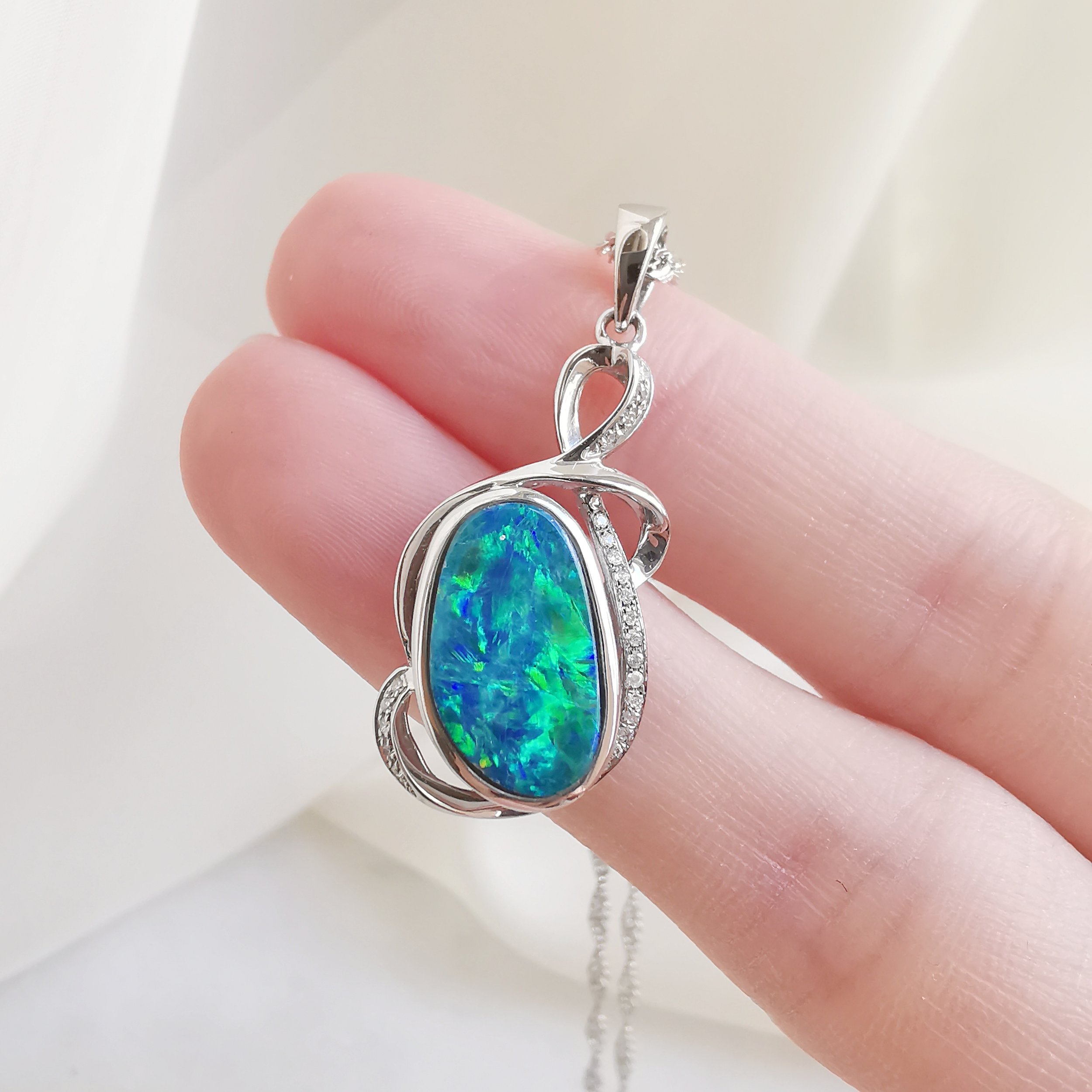 18K Palindrome Doublet Australian Black Opal Pendant 2.jpeg