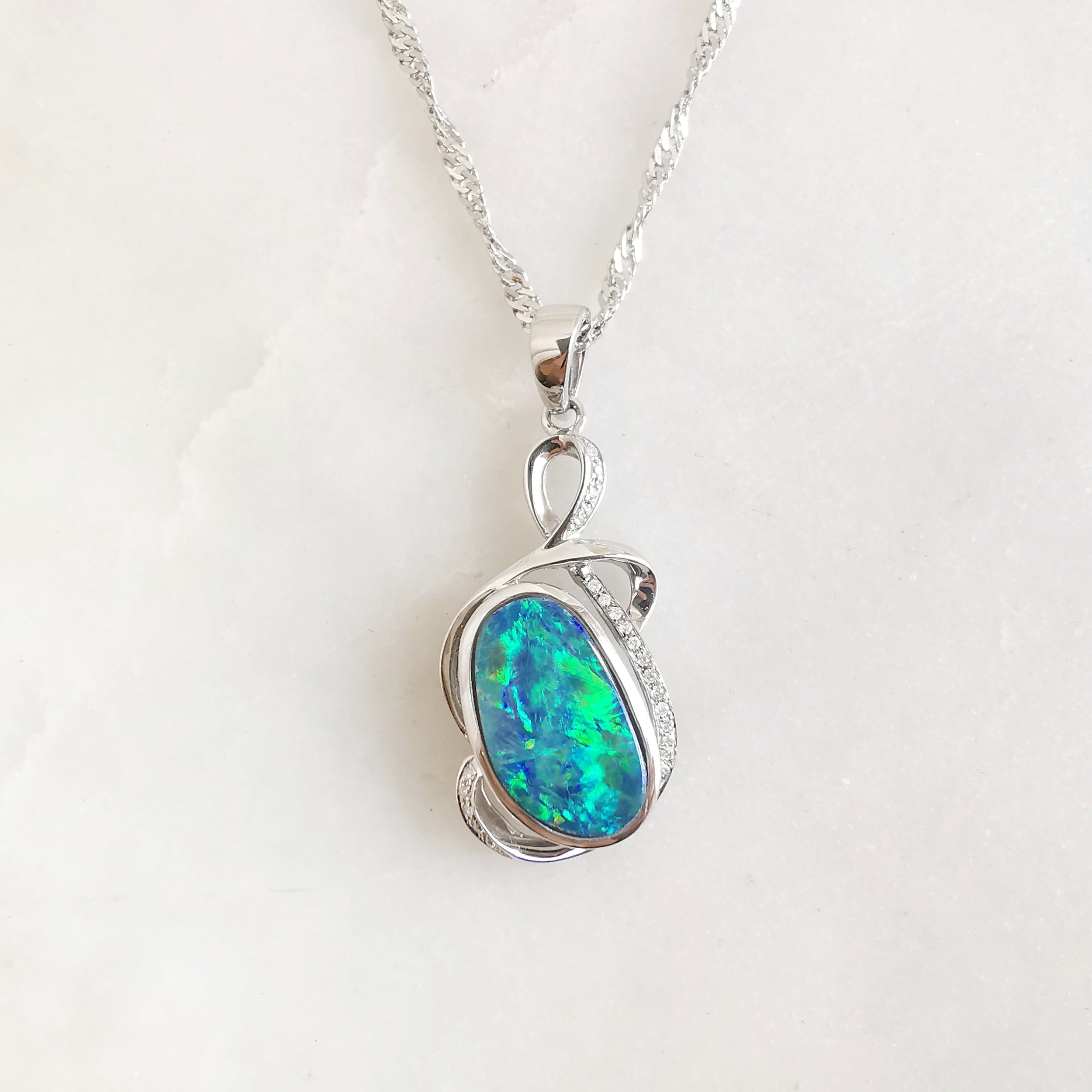 18K Palindrome Doublet Australian Black Opal Pendant 1.jpeg