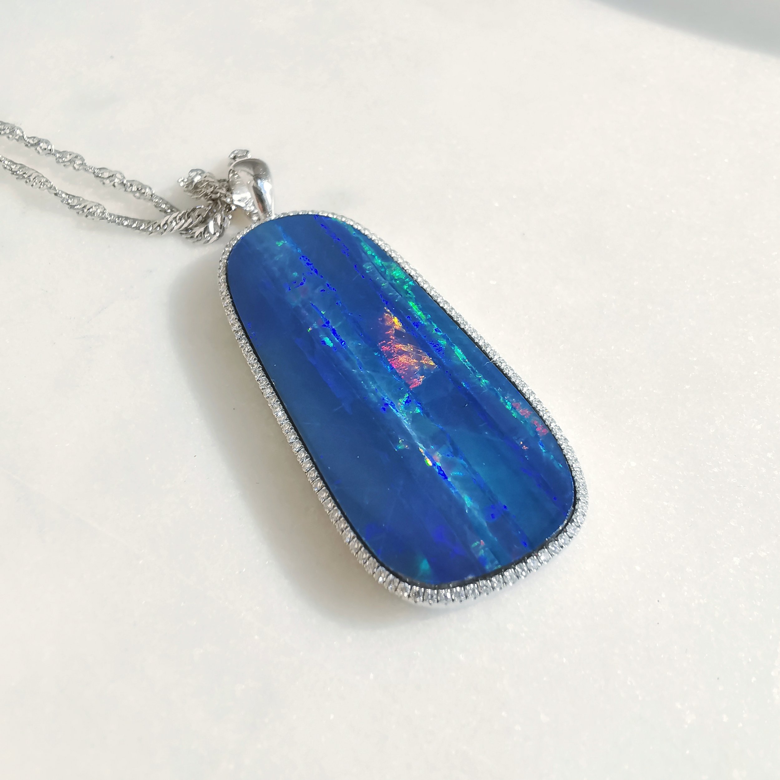 18K Matrix Doublet Australian Black Opal and Diamond Pendant 3.jpeg