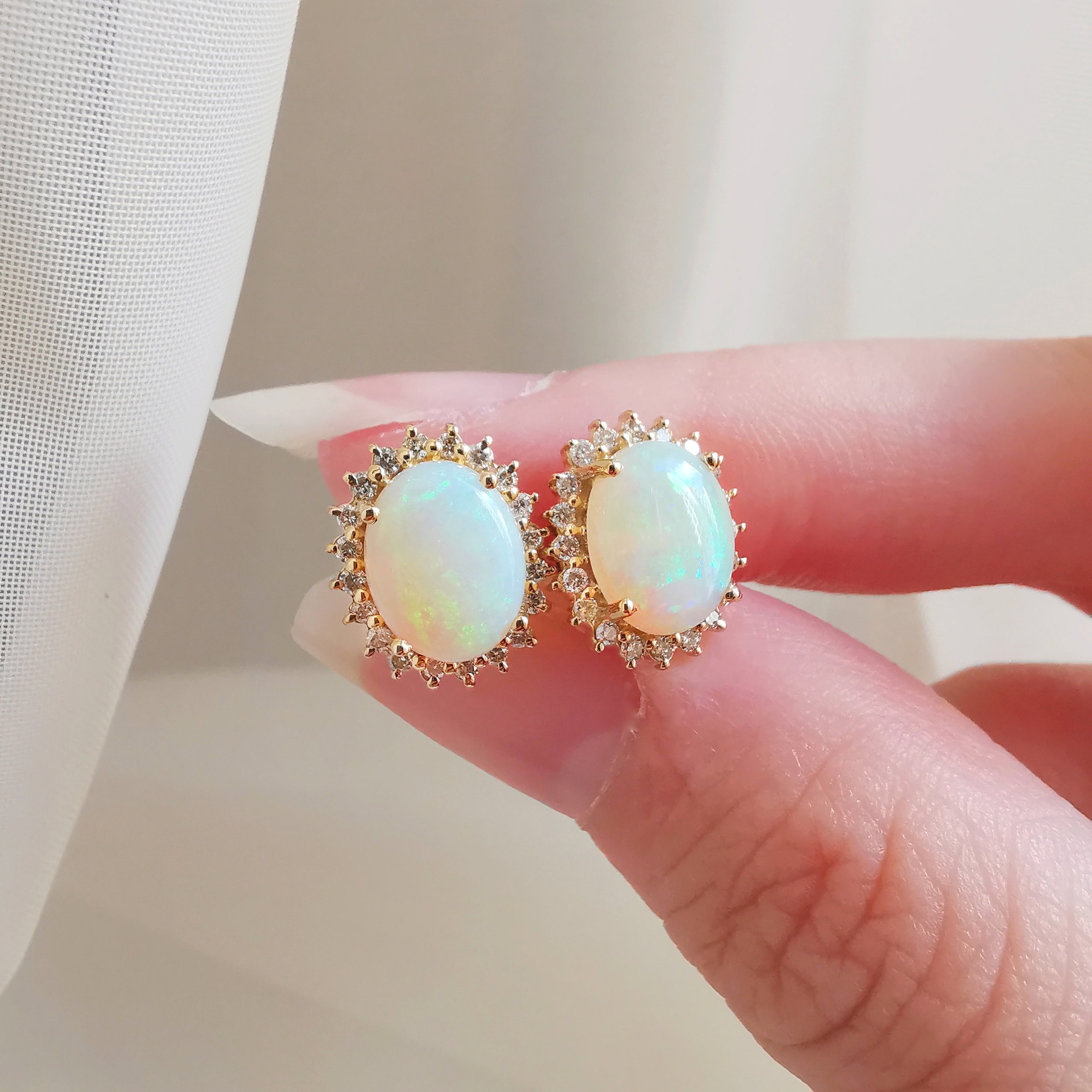 Opal & Solid Gold Stud Earrings | Simone Walsh Jewellery