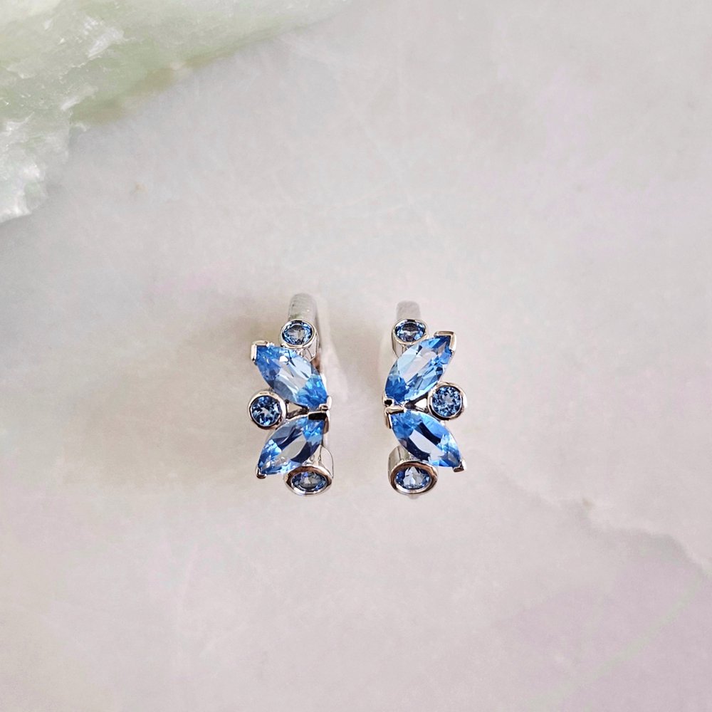 14K Ellie Blue Topaz Hoop Earrings