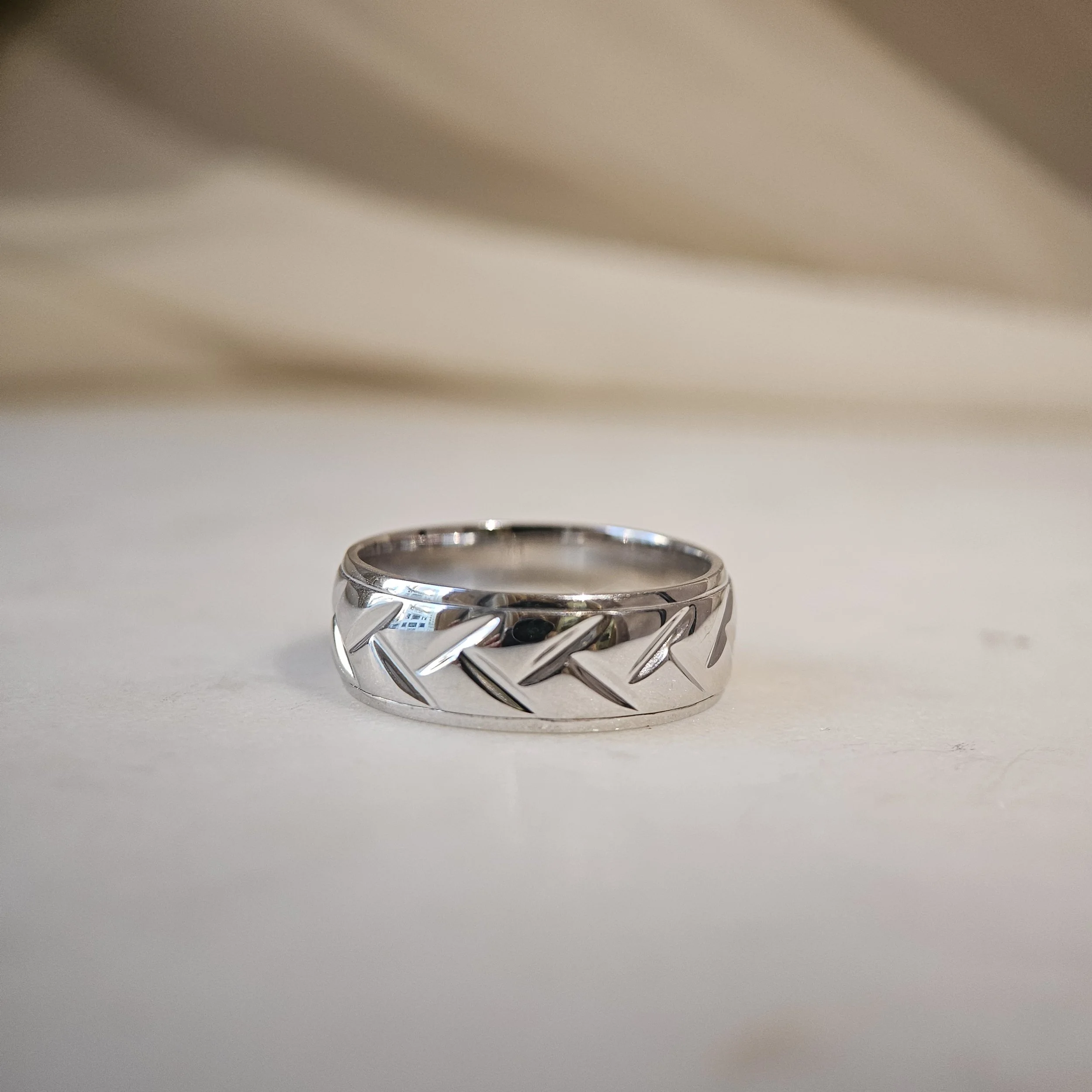 Nexus  Geometric Sterling Silver Band