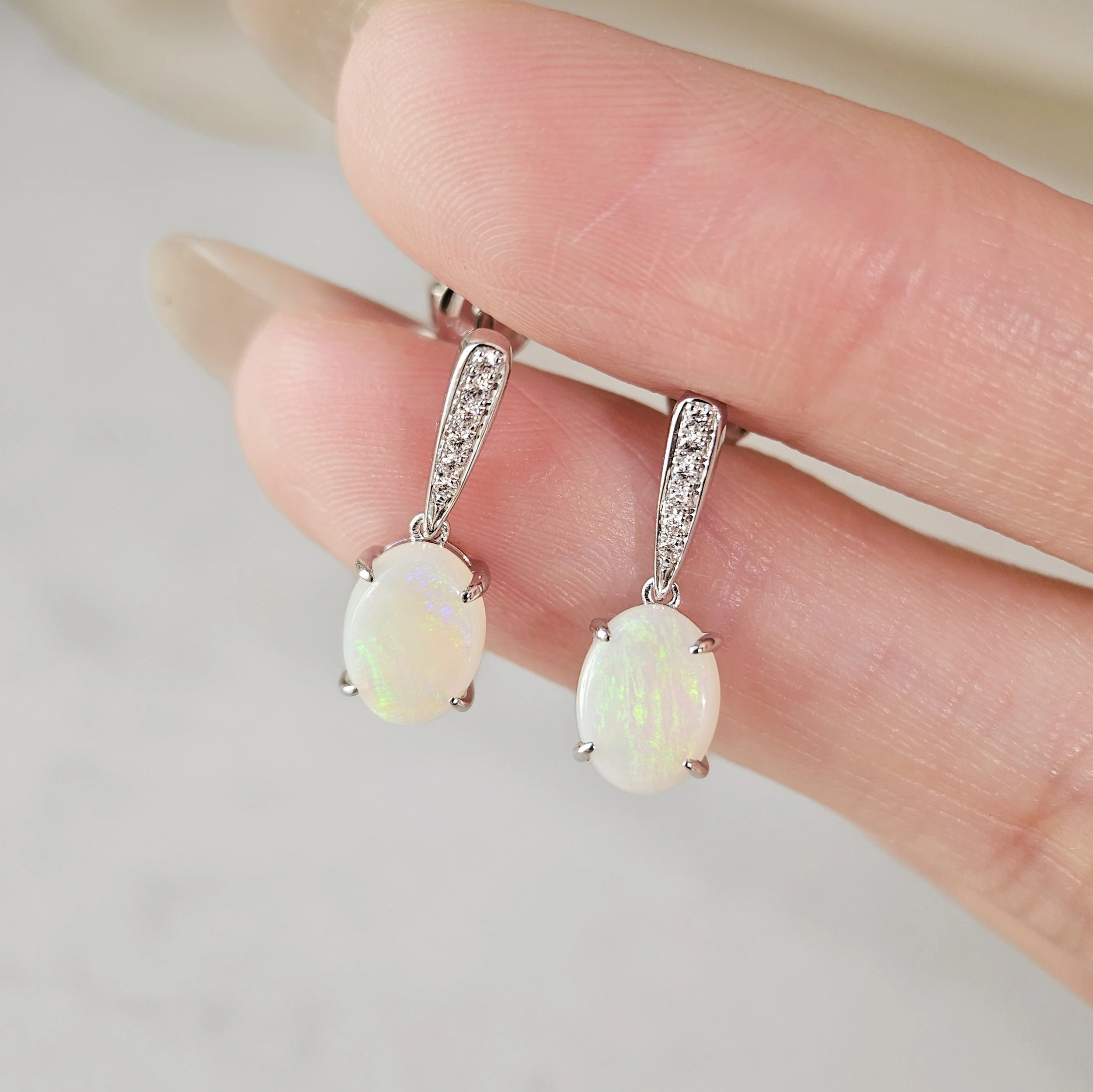 Tideveil Opal Diamond Drop Earrings
