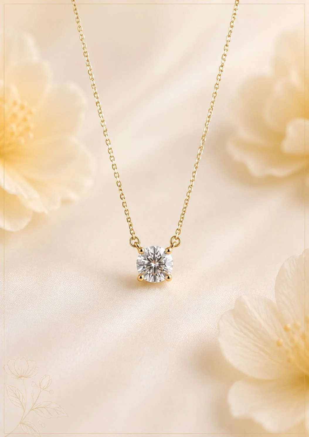 18K Everyday Round Solitaire Moissanite Necklace