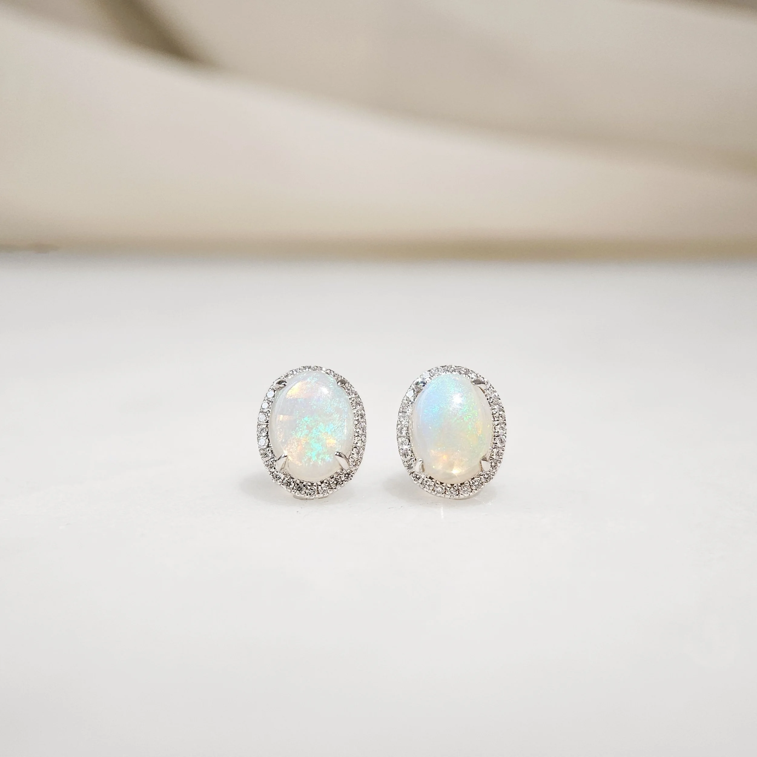 Water Colour Opal Diamond Earrings