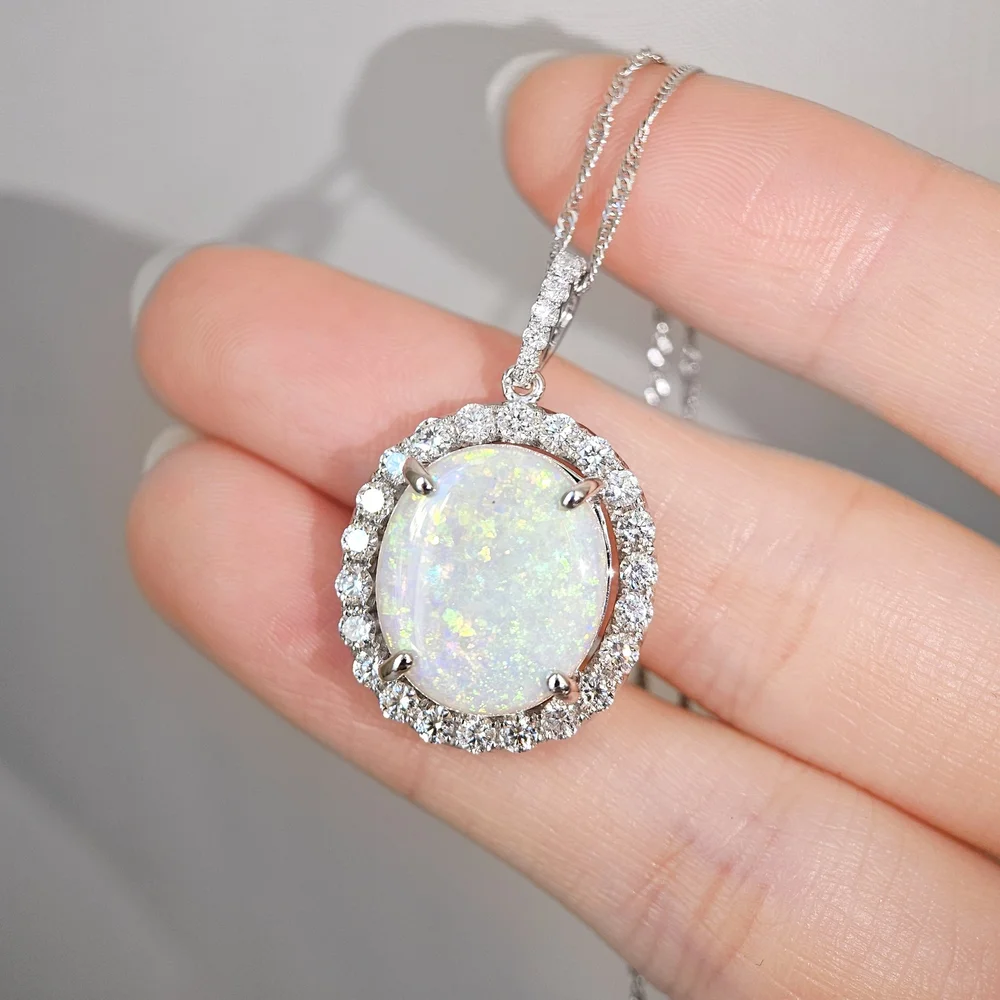 opal 18ct white gold chain necklaces