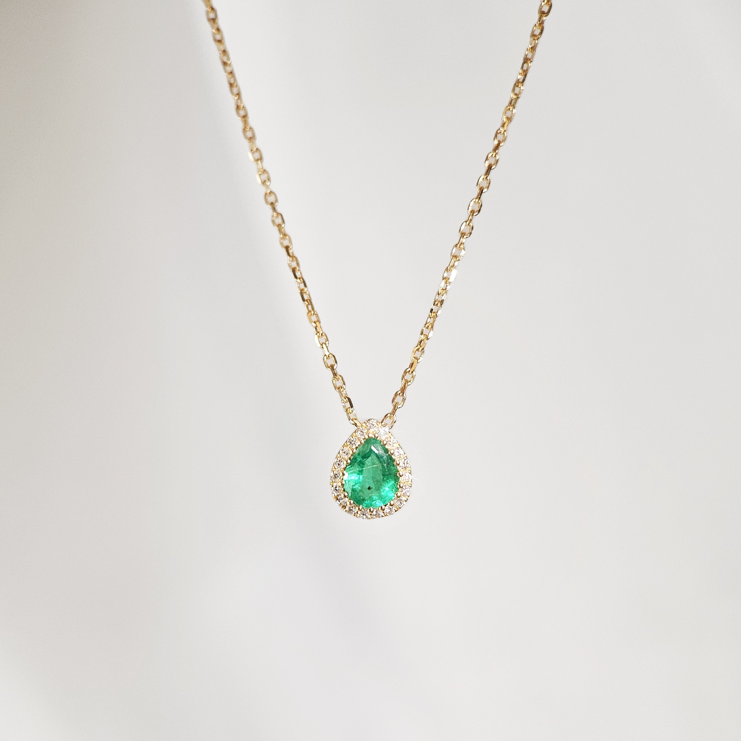 Floating Pear Emerald Necklace