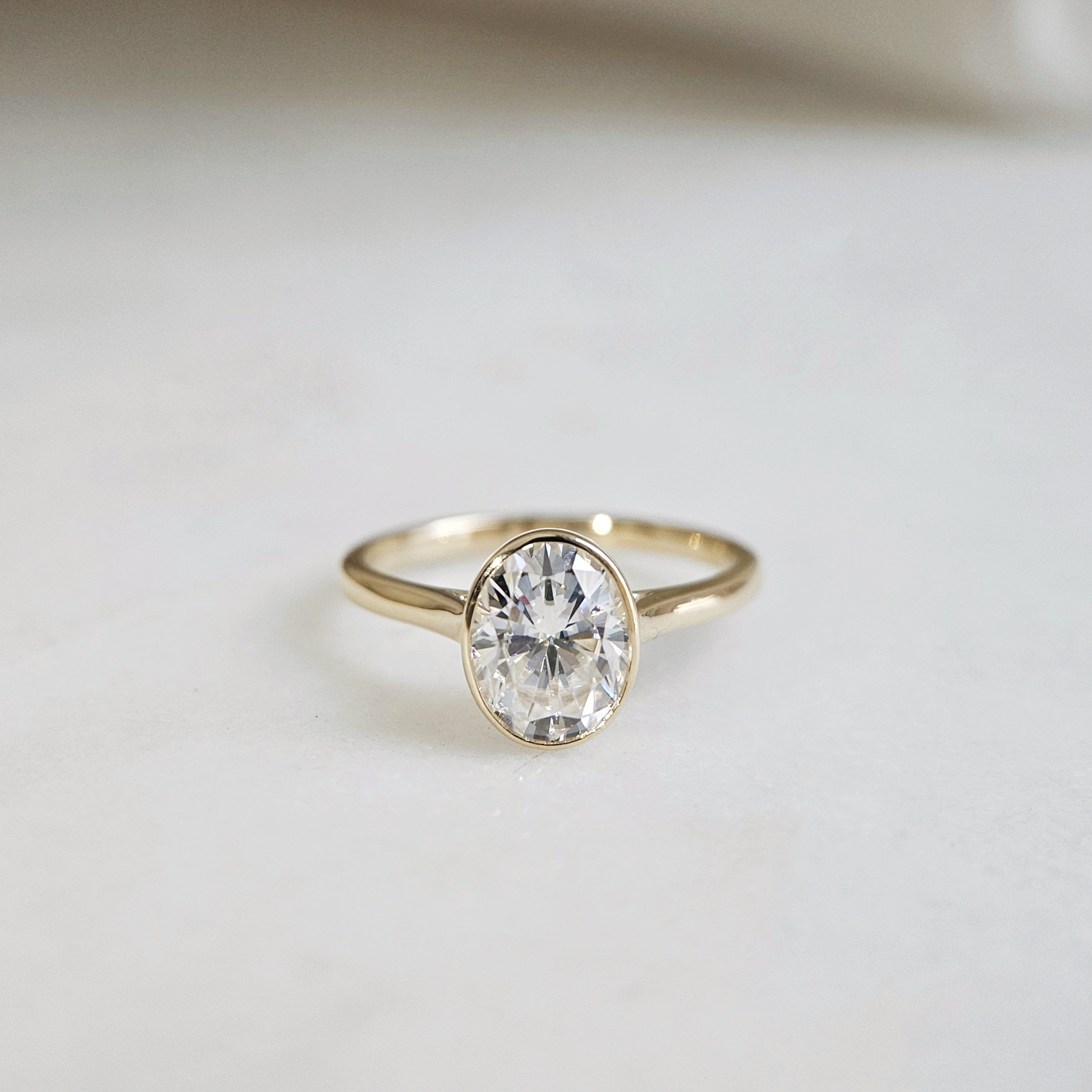 14K Bezel Oval Moissanite Ring