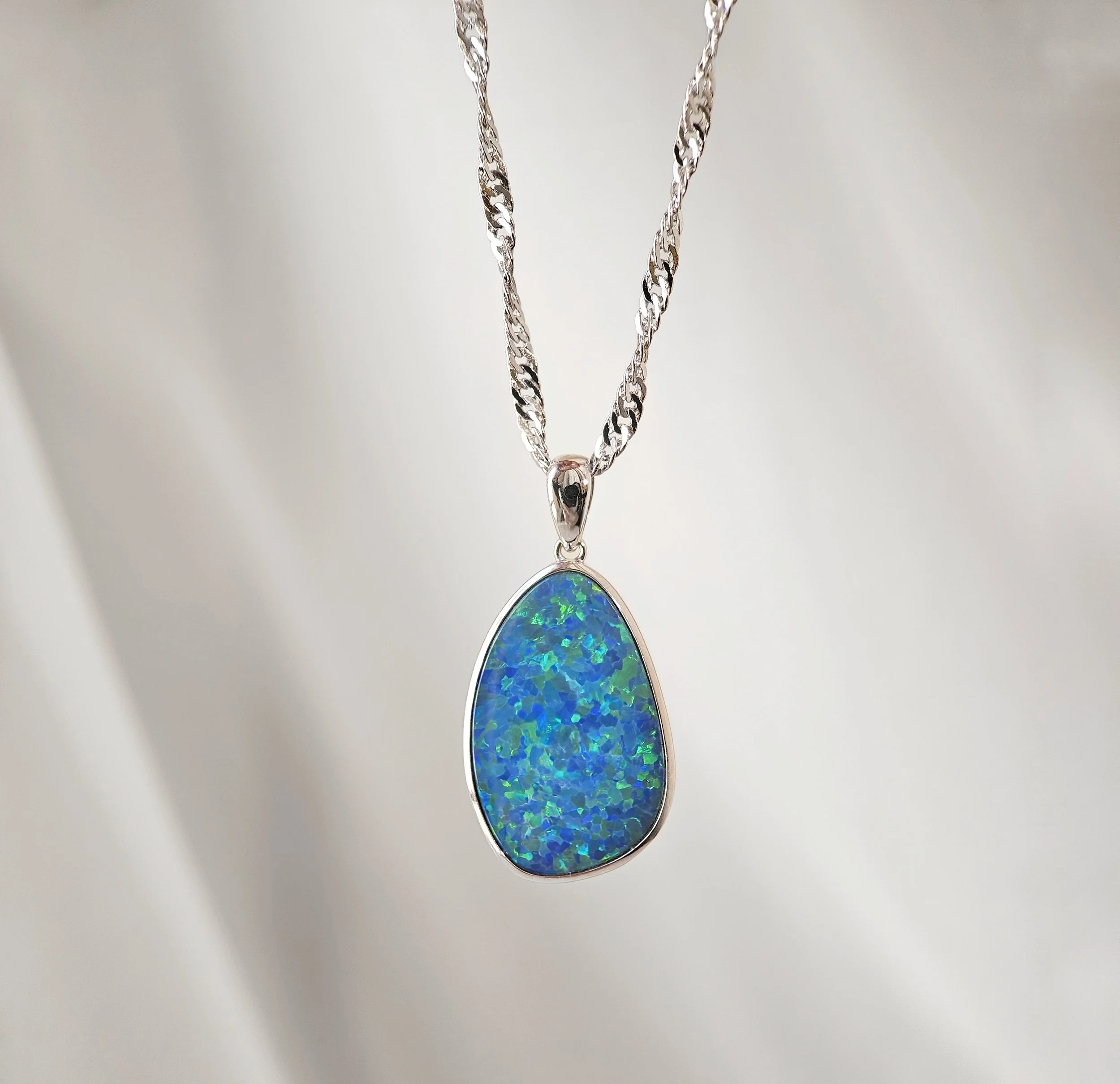 Ocean Mosaic Marina Doublet Opal Pendant