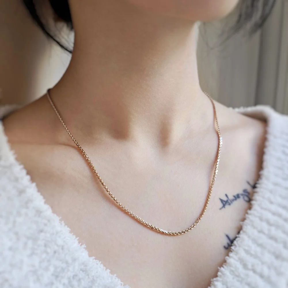 18k Rose Womens Rose Gold Necklace Chain Dina Sculptural Globe