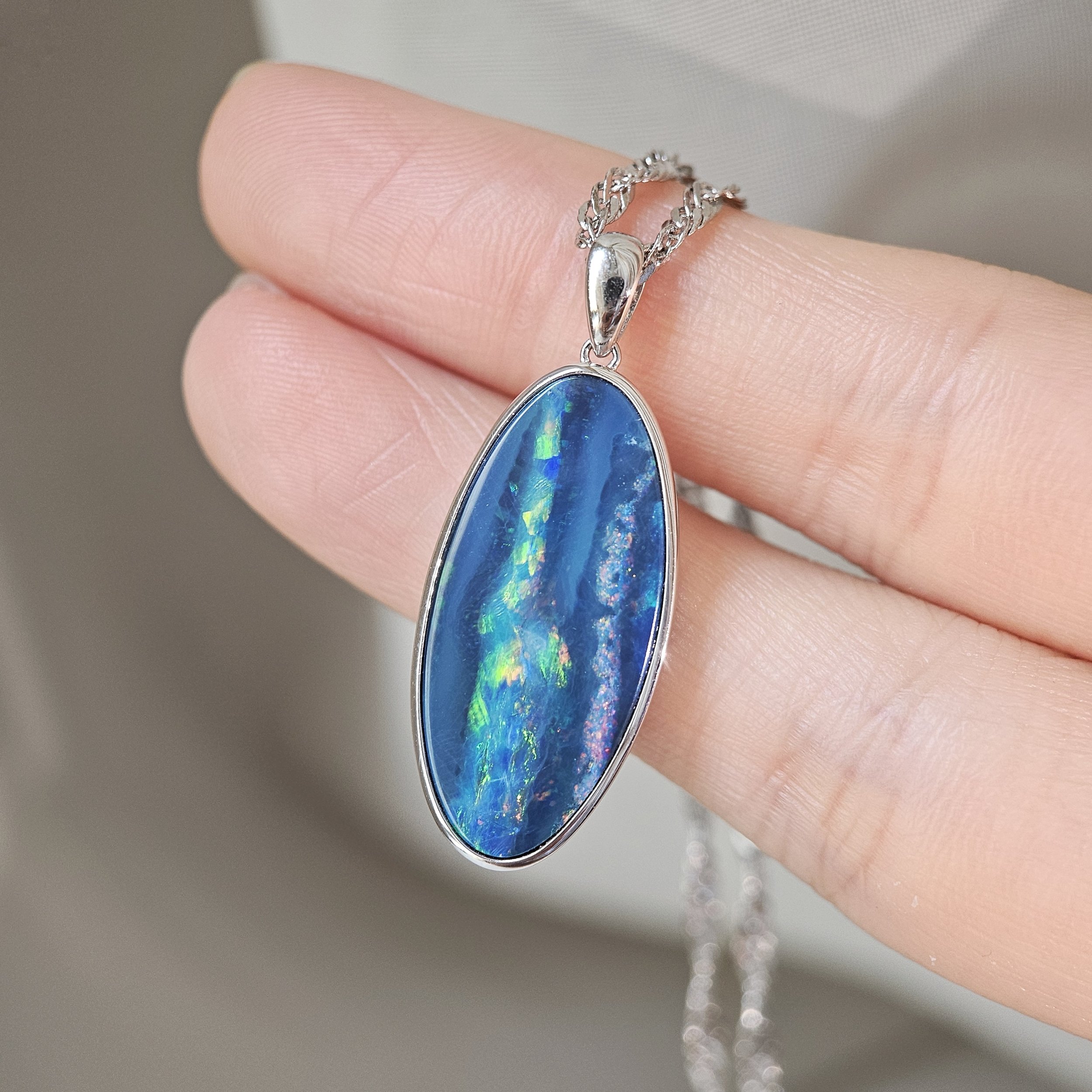 Azure Current Marina Doublet Opal Pendant