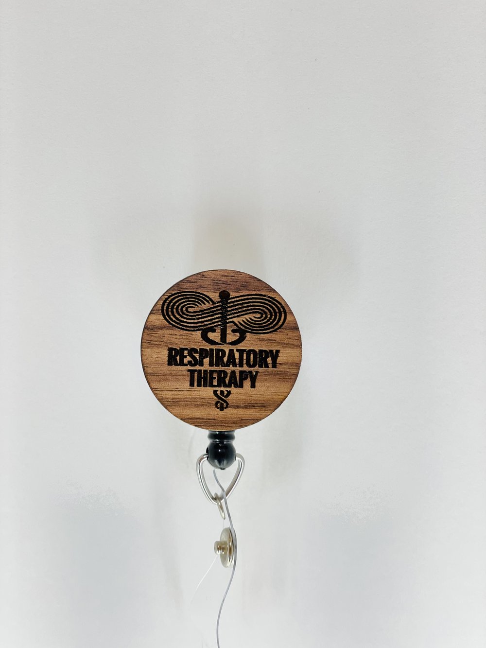 Respiratory Therapy Walnut Badge Reel, Magnet, Token - The Fine