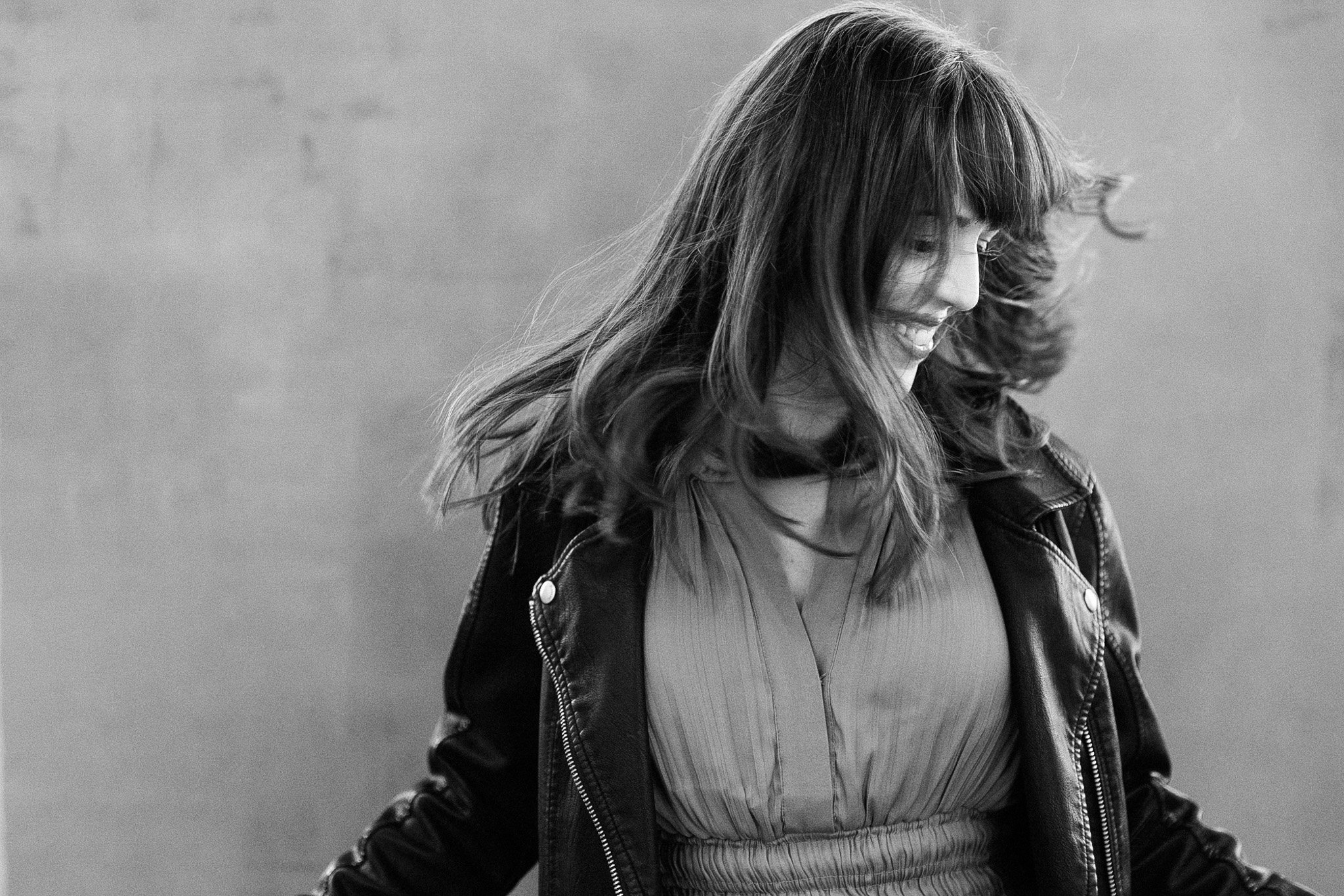 Joyful black and white Nashville studio portrait by Judith Hill Photography