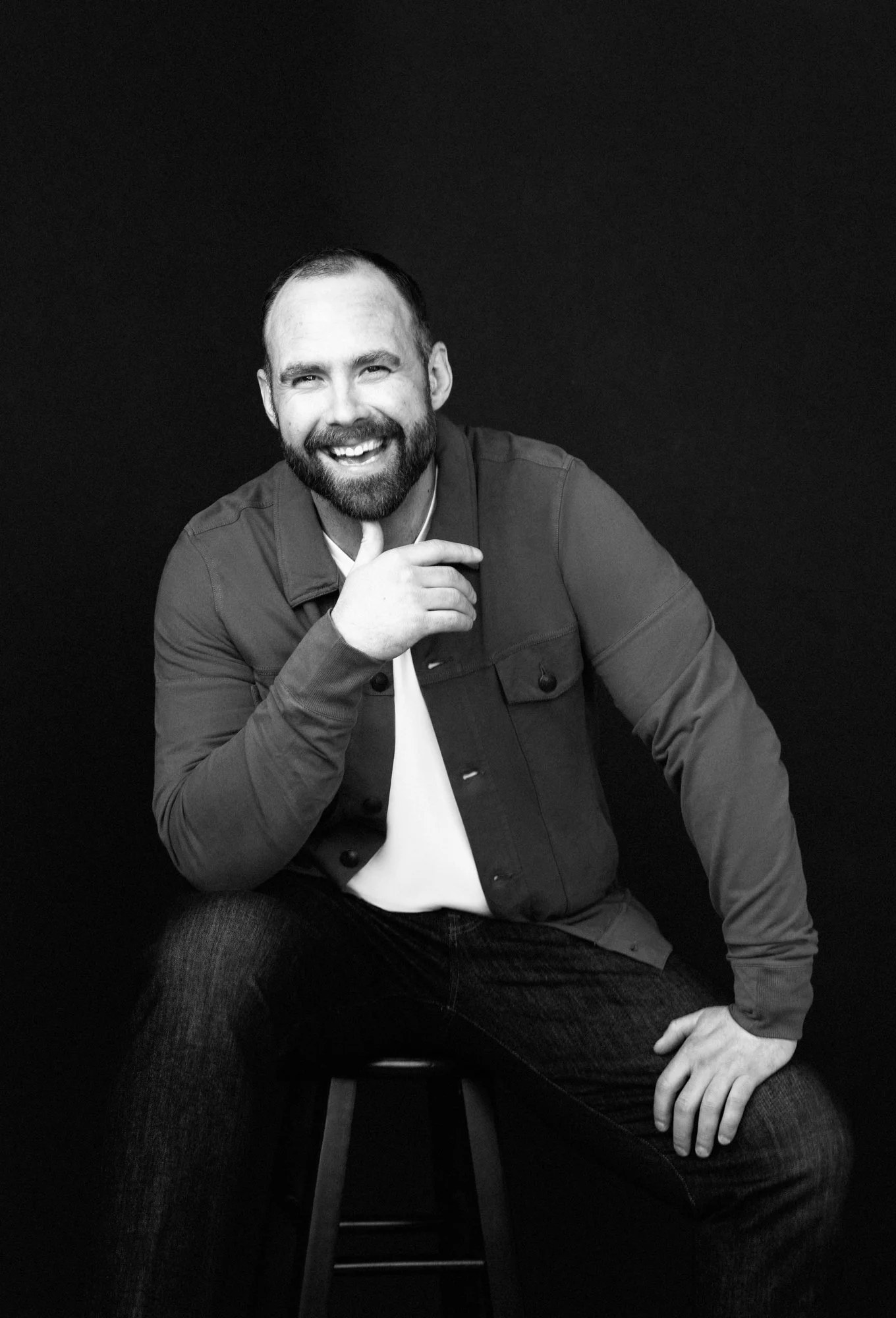 Black and white Nashville branding portrait of a man by Judith Hill Photography