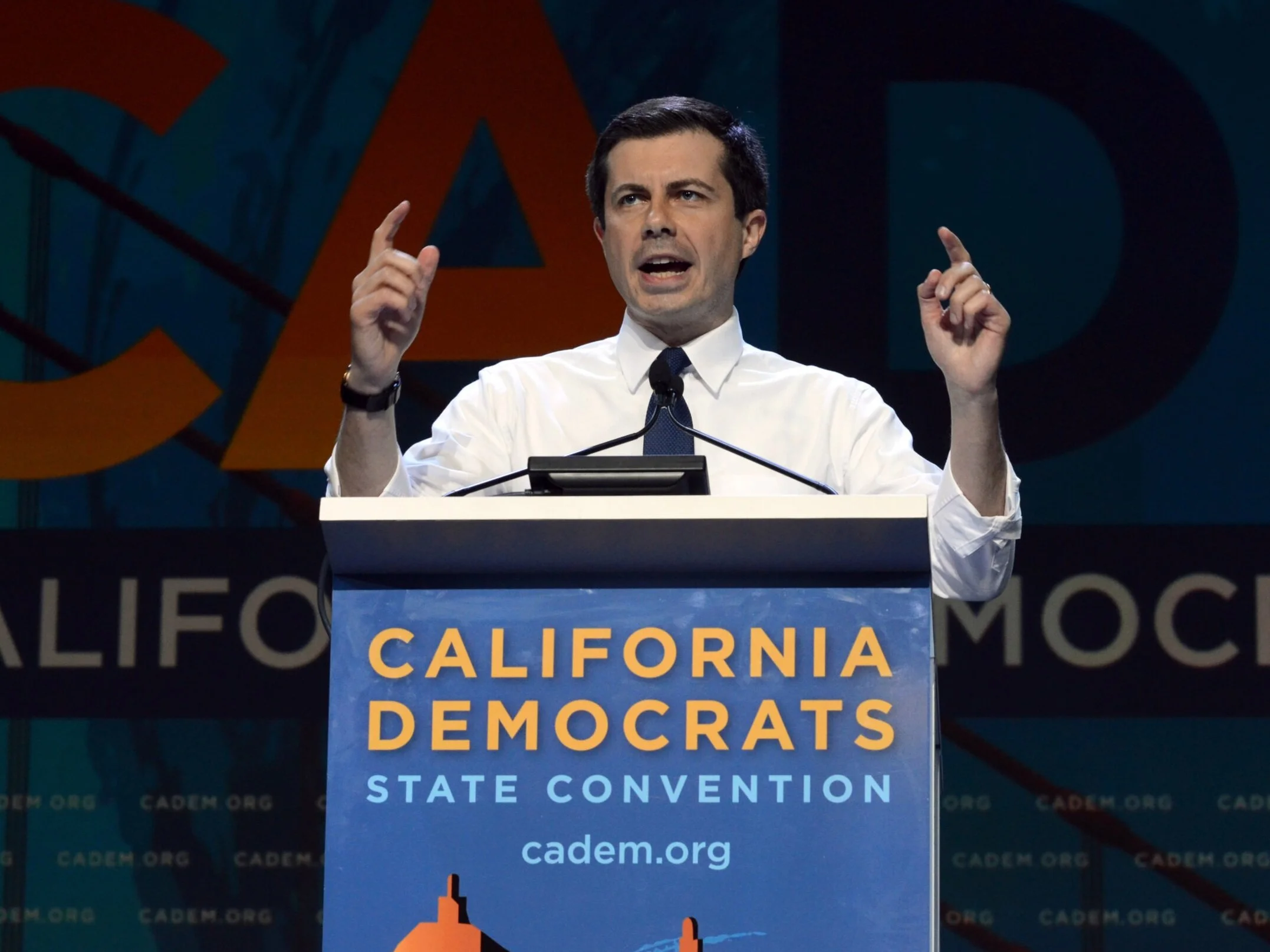 Mayor of South Bend, Ind. Pete Buttigieg speaks to the crowd at the California Democratic Convention on June 1, 2019. If elected, Buttigieg would be the youngest president ever to take office. Photo by Eric Fang