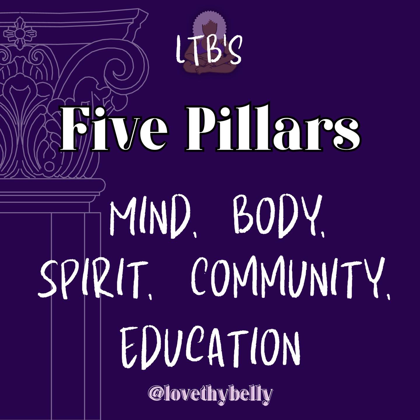 These are LOVE THY BELLY&rsquo;S 5 PILLARS

In all the activities and events we offer, we are always trying to address one of these five values to address the total scope of building self and fostering a community of empowered and connected folx. 

S