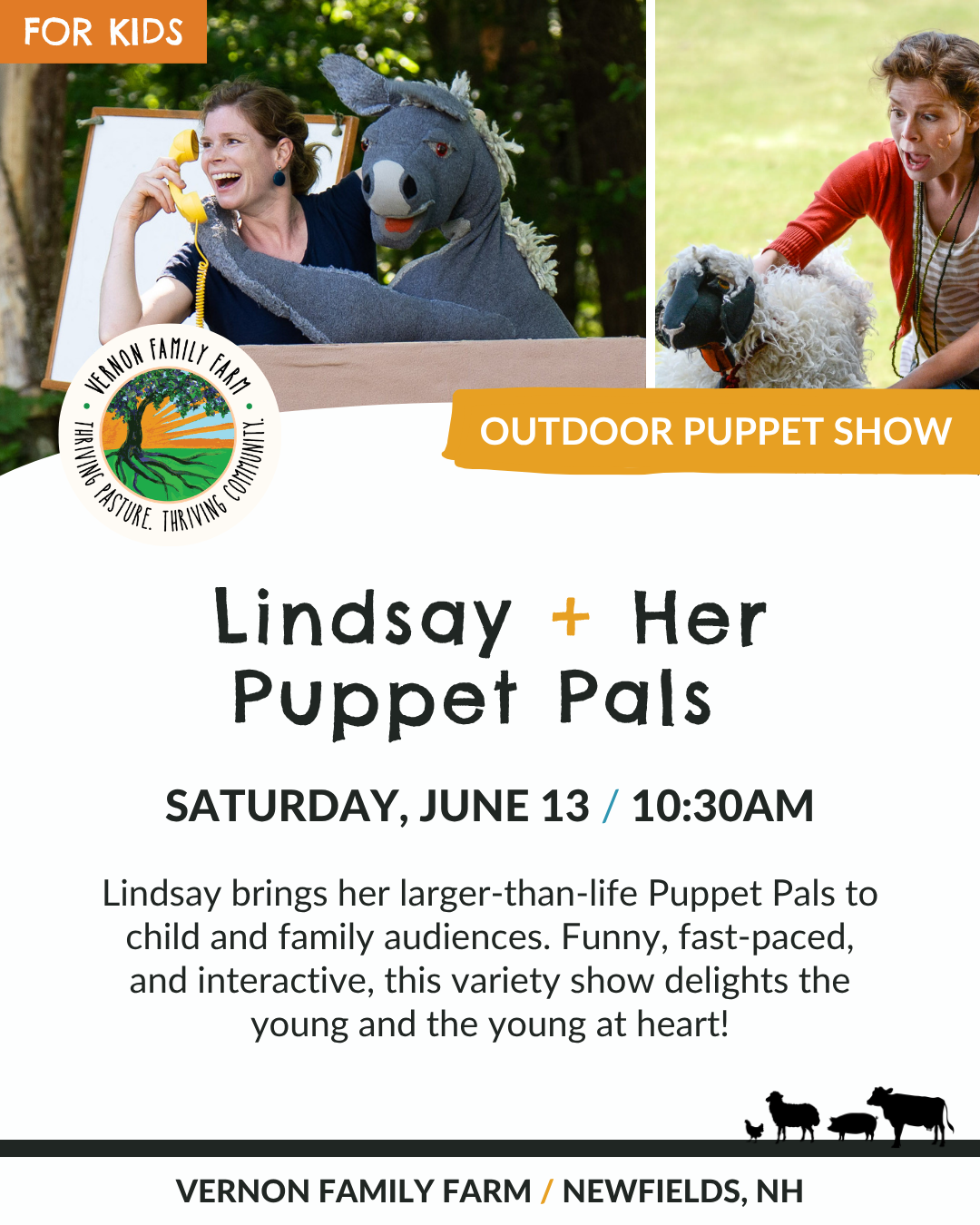PUPPET SHOW w/Lindsay + Her Farm Puppet Pals 