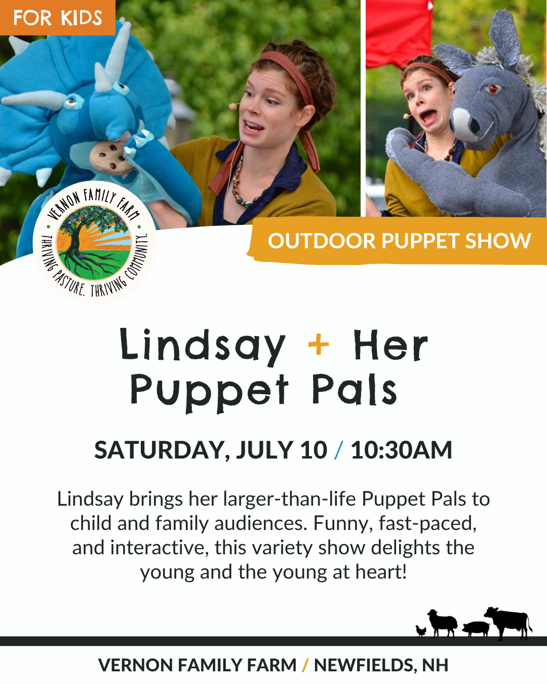 PUPPET SHOW w/Lindsay + Her Farm Puppet Pals 