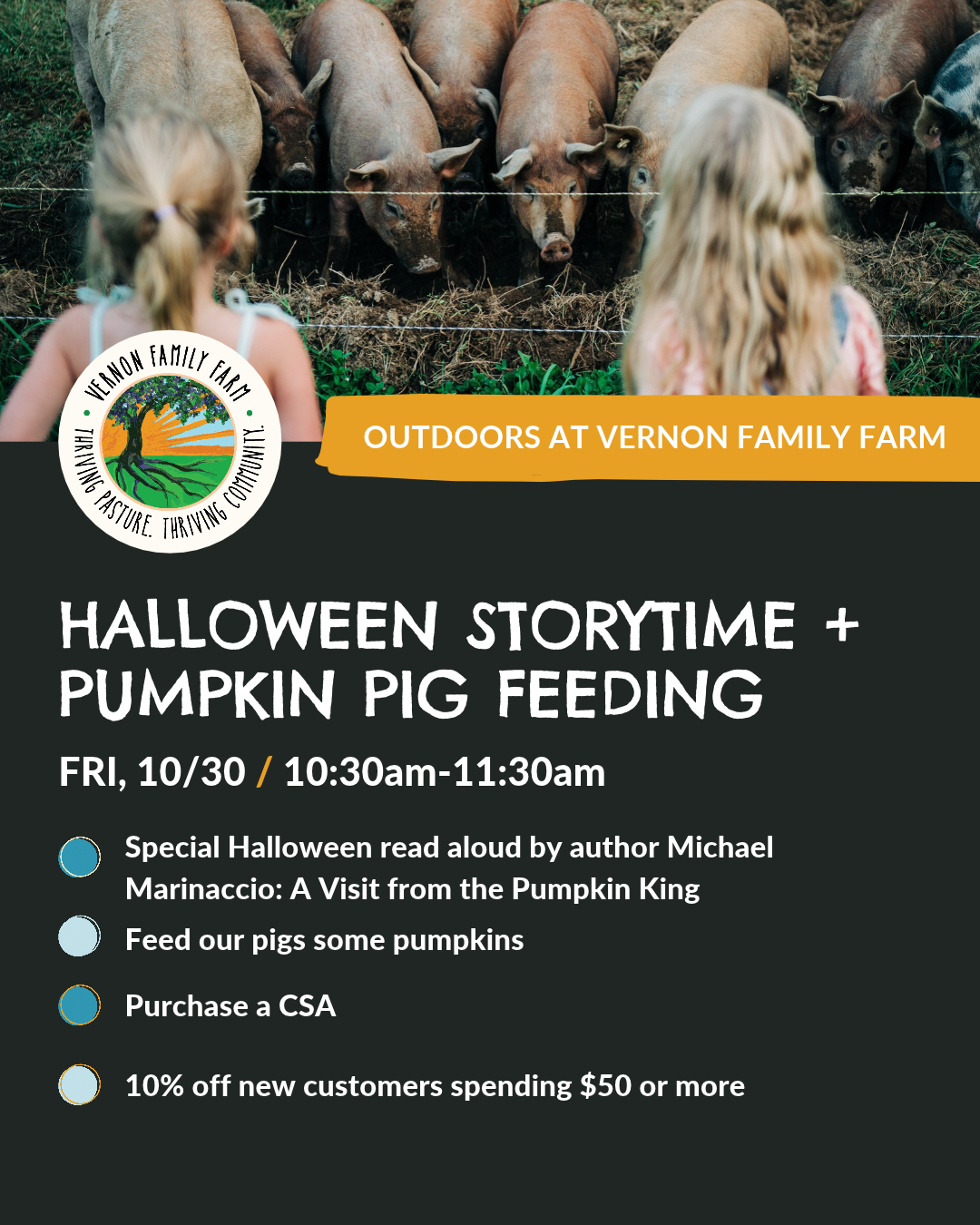 HALLOWEEN STORYTIME + PUMPKIN PIG FEEDING 