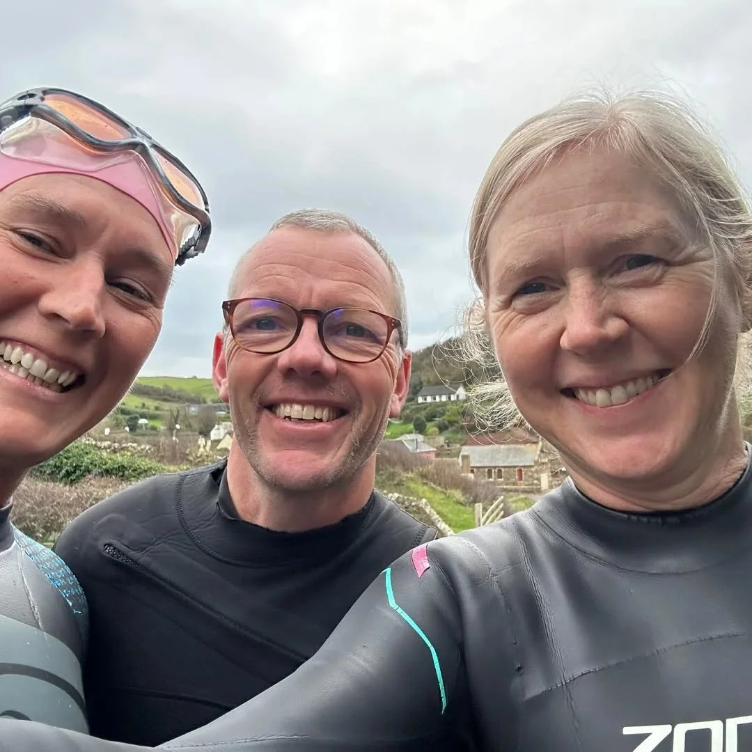 Braving the fresh morning weather with a sea swim only made possible by having good friends with you. (and calm seas) 
Just love have small swim rests the body and mind, I have been busy in the gym and running during the storms but a swom is my RESET
