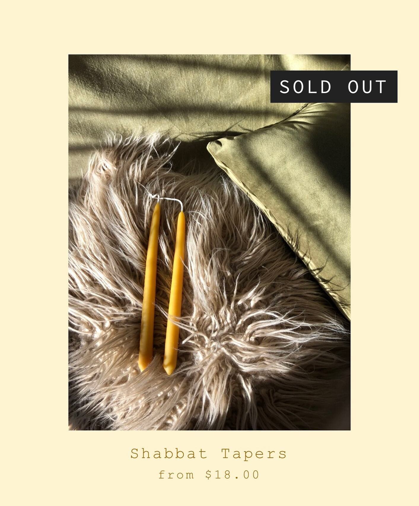 Aaaaaaand we&rsquo;re sold out of Shabbat tapers! 

Planning to dip lots next week, so be sure to subscribe to my newsletter for restock updates! 

Thank you to all of you who placed orders recently. Your support has a huge positive impact on my life