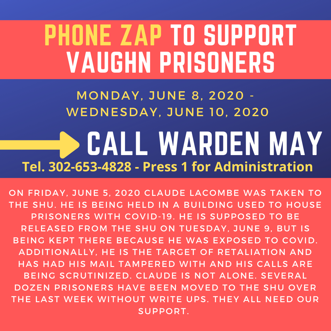 PHONE ZAP: Stop Targeted Harassment Of Claude Lacombe &amp; Others At Vaughn