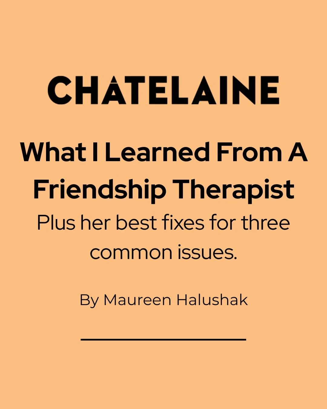 Most of us are quietly carrying at least one friendship question. Should I reach out? Should I let it go? Did something go unsaid? Did we just... grow apart?

Late last year, I was interviewed by @chatelainemag Magazine's Editor-in-Chief, @maureenhal