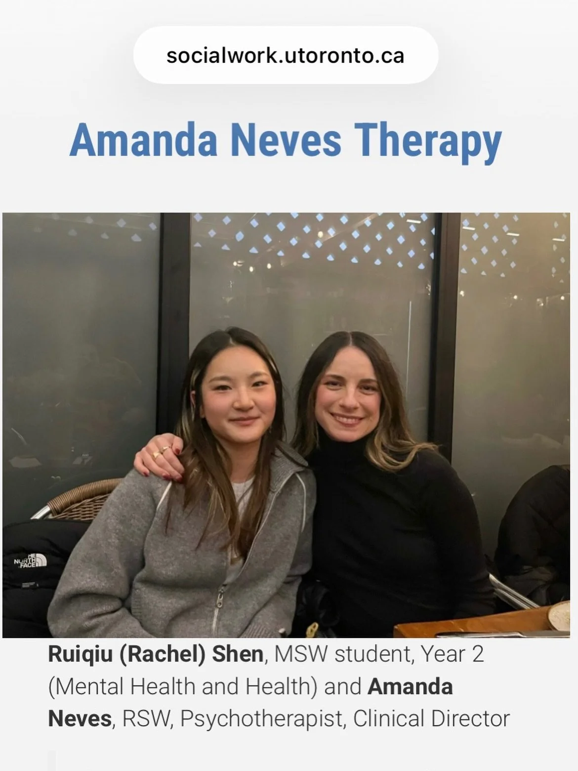 Happy Social Work Week 🤍

This one (truthfully, as always) feels special. This week, I&rsquo;m celebrating being highlighted by UofT&rsquo;s Factor-Inwentash Faculty of Social Work for their practicum supervision initiative and, more importantly, ce