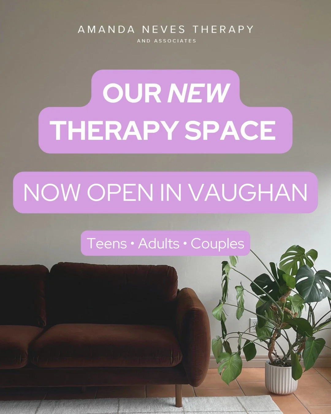 Our Vaughan therapy office is now open!

We&rsquo;re now accepting new clients for in-person therapy in a calm, thoughtfully designed space created for this kind of work.

People often reach out when they notice patterns like:
&bull; overthinking con