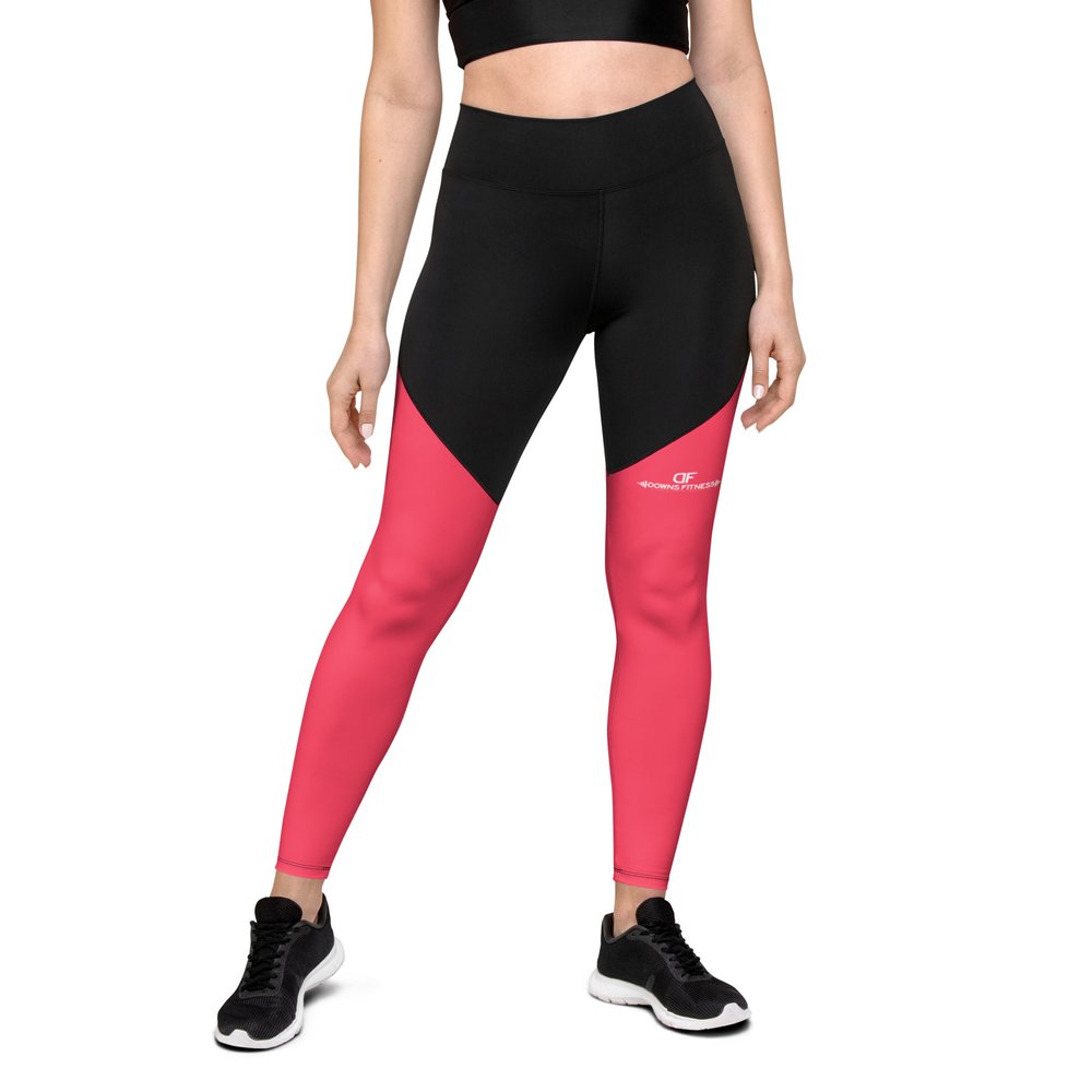 DF Sports Leggings | Bright Pink | Small Logo — Downs Fitness