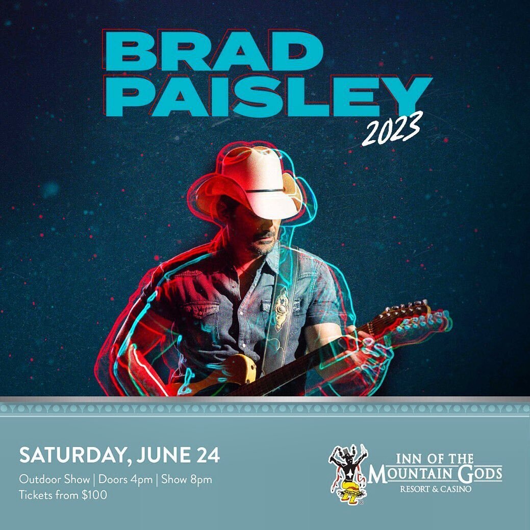 This summer&rsquo;s music lineup in Ruidoso just got even better!
.
.
.
#outdoorconcert #bradpaisley #ruidoso #ruidosonewmexico #ruidosocabin #familyvacation #summer2023 #tripsfromdfw #countryconcert