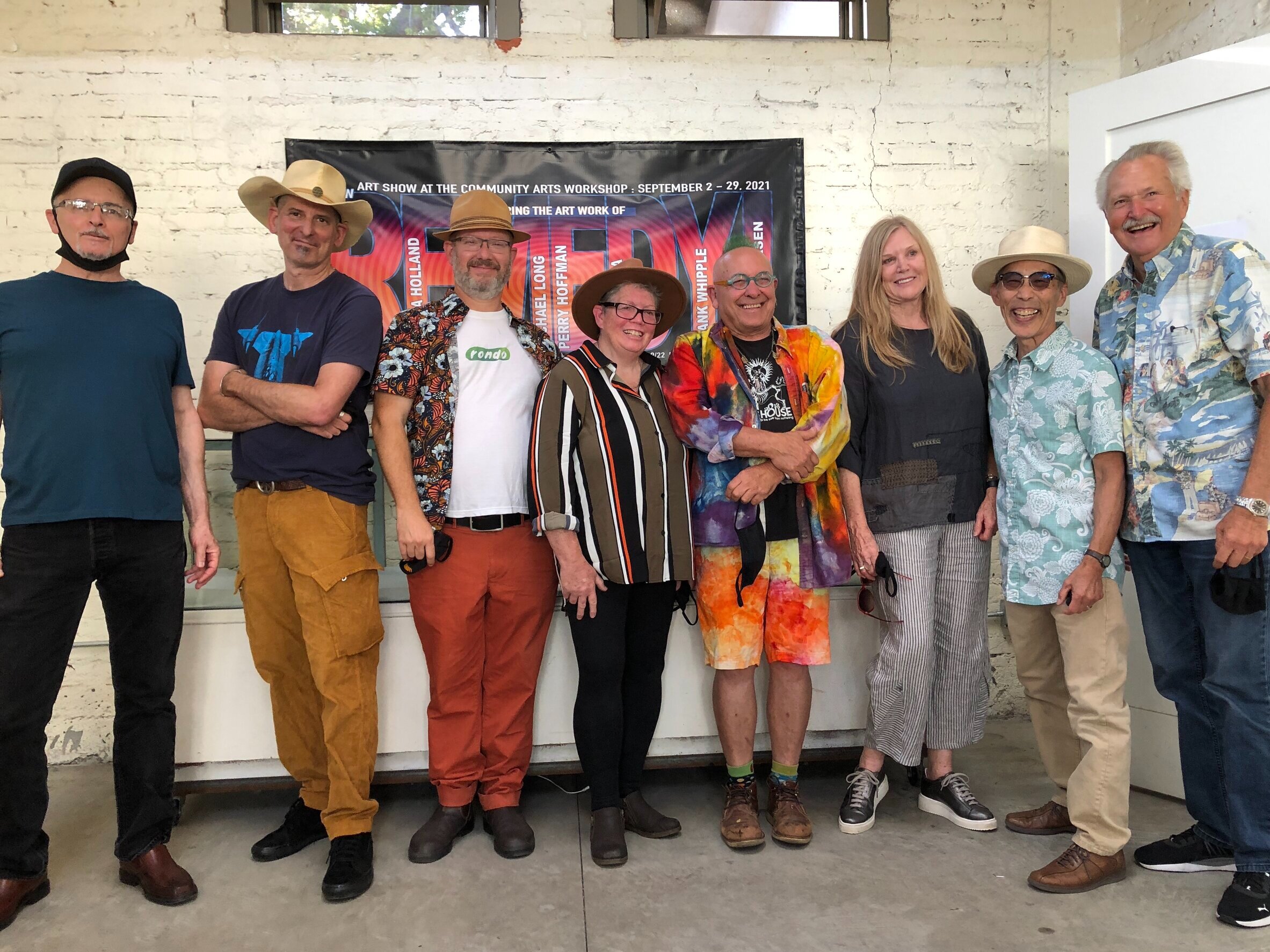 Artists from left to right:  Frank Whipple, Dan Levin, Michael Long, Sue Van Horsen, Perry Hoffman, Angela Holland, Dug Uyesaka and Tony Askew
