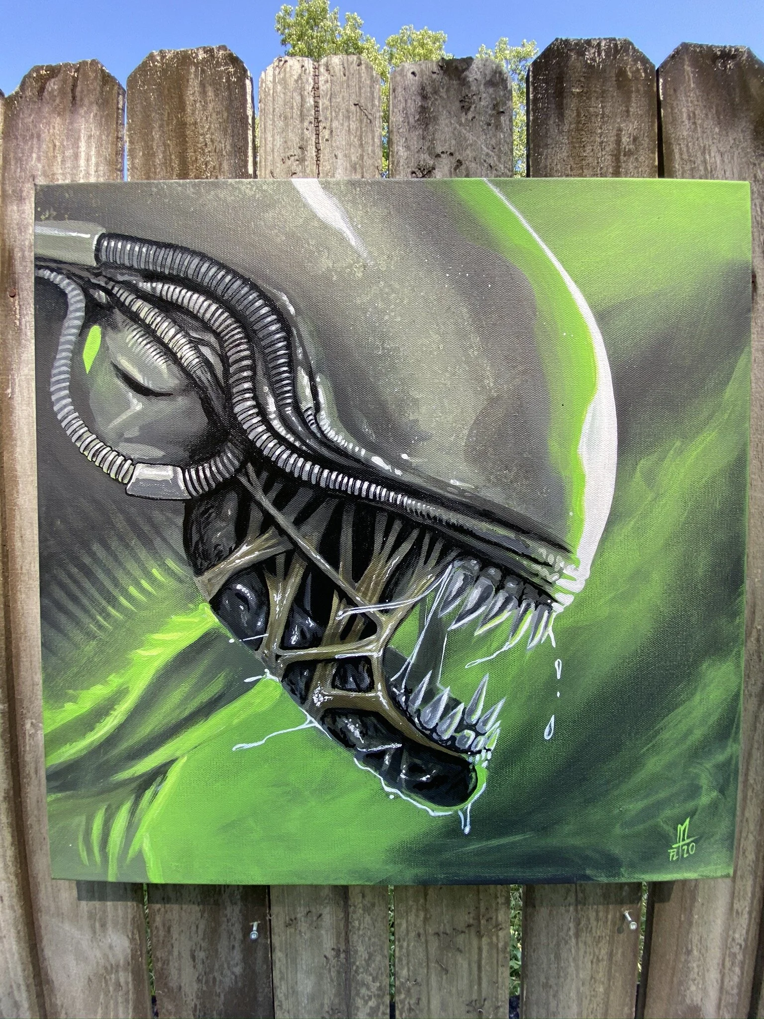 Alien V Predator Alien Original Acrylic Painting