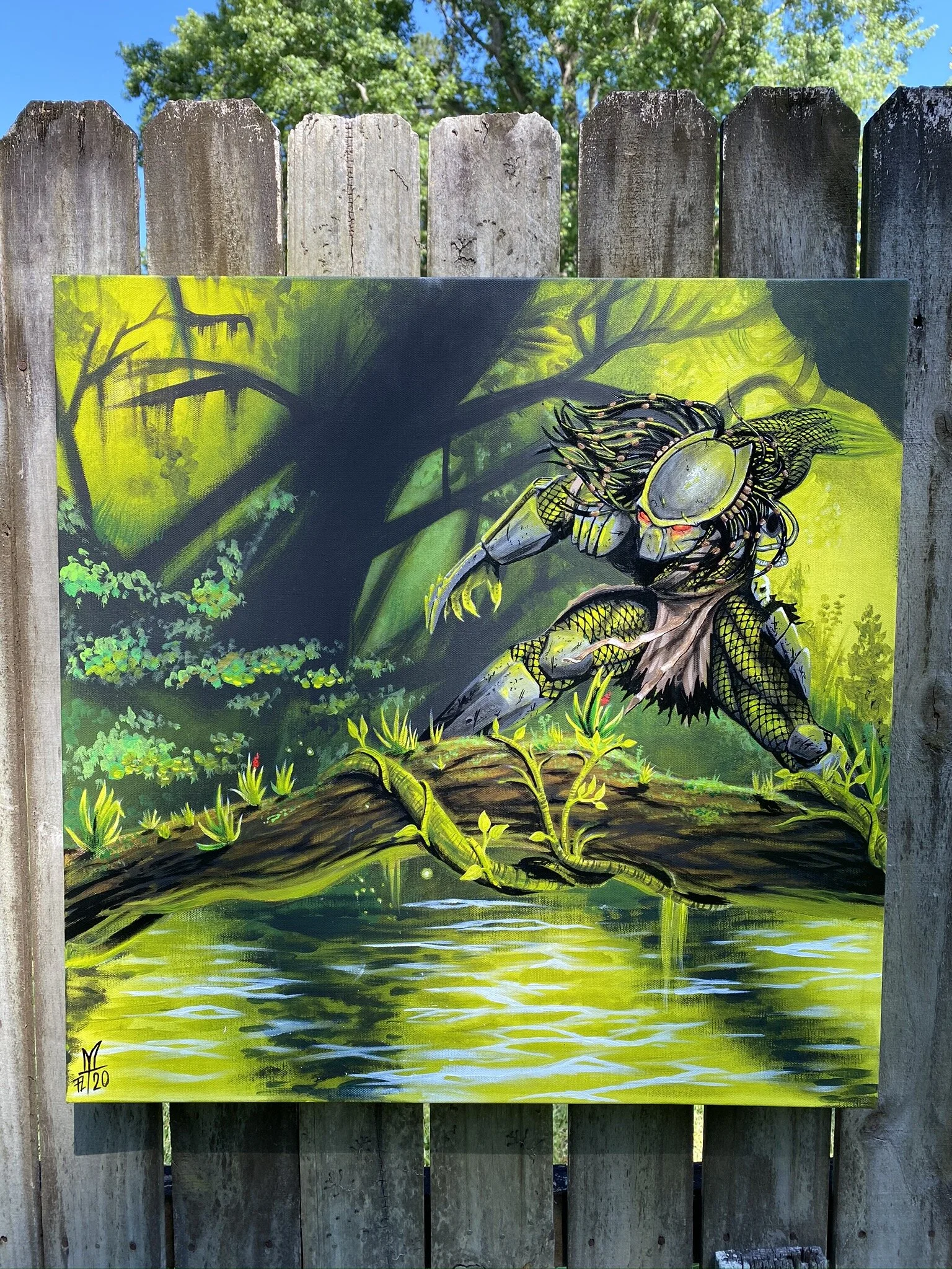 Alien V Predator "PREDATOR" Original Acrylic Painting 