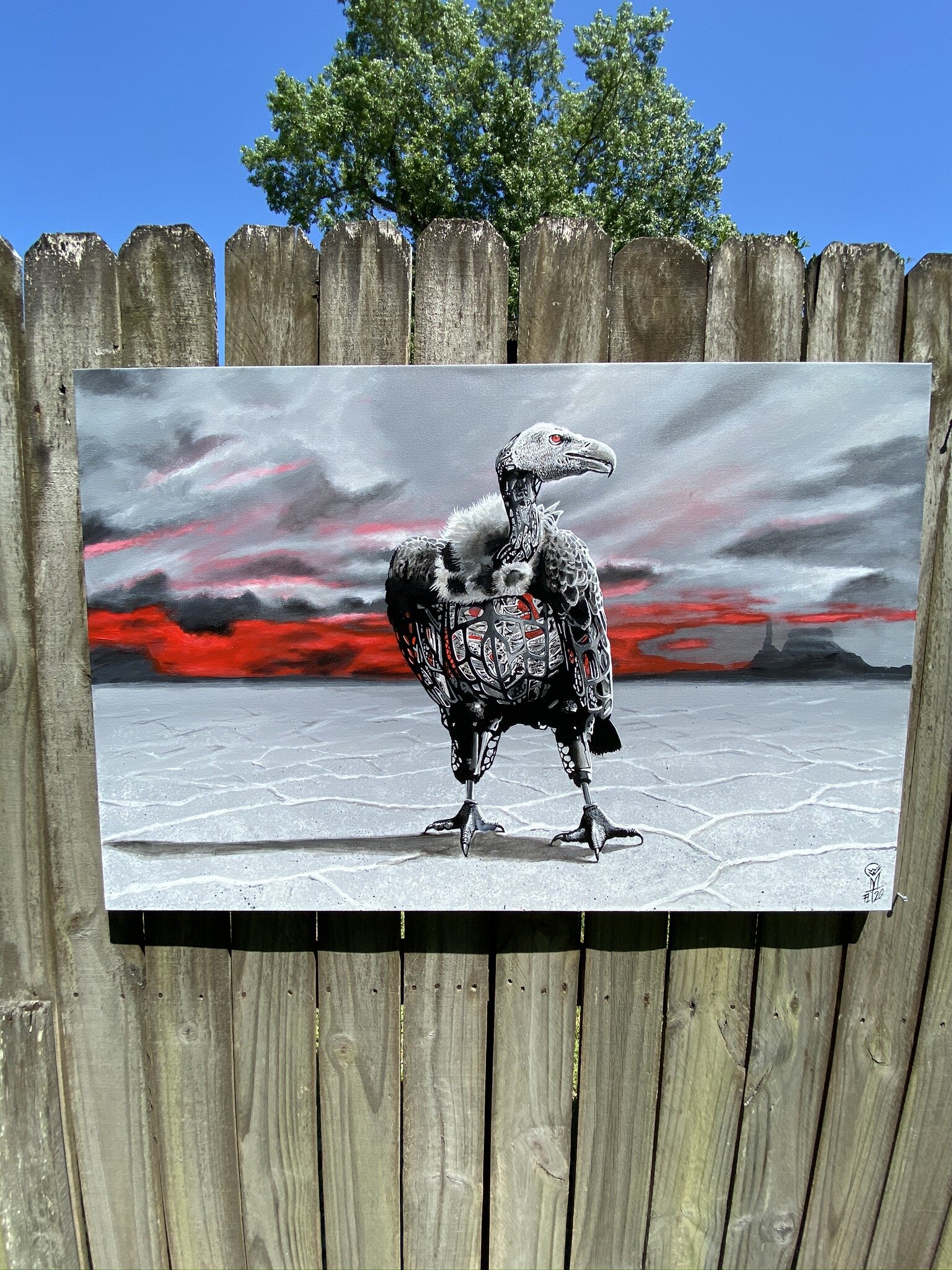 West World Mechanical Vulture Original Acrylic Painting