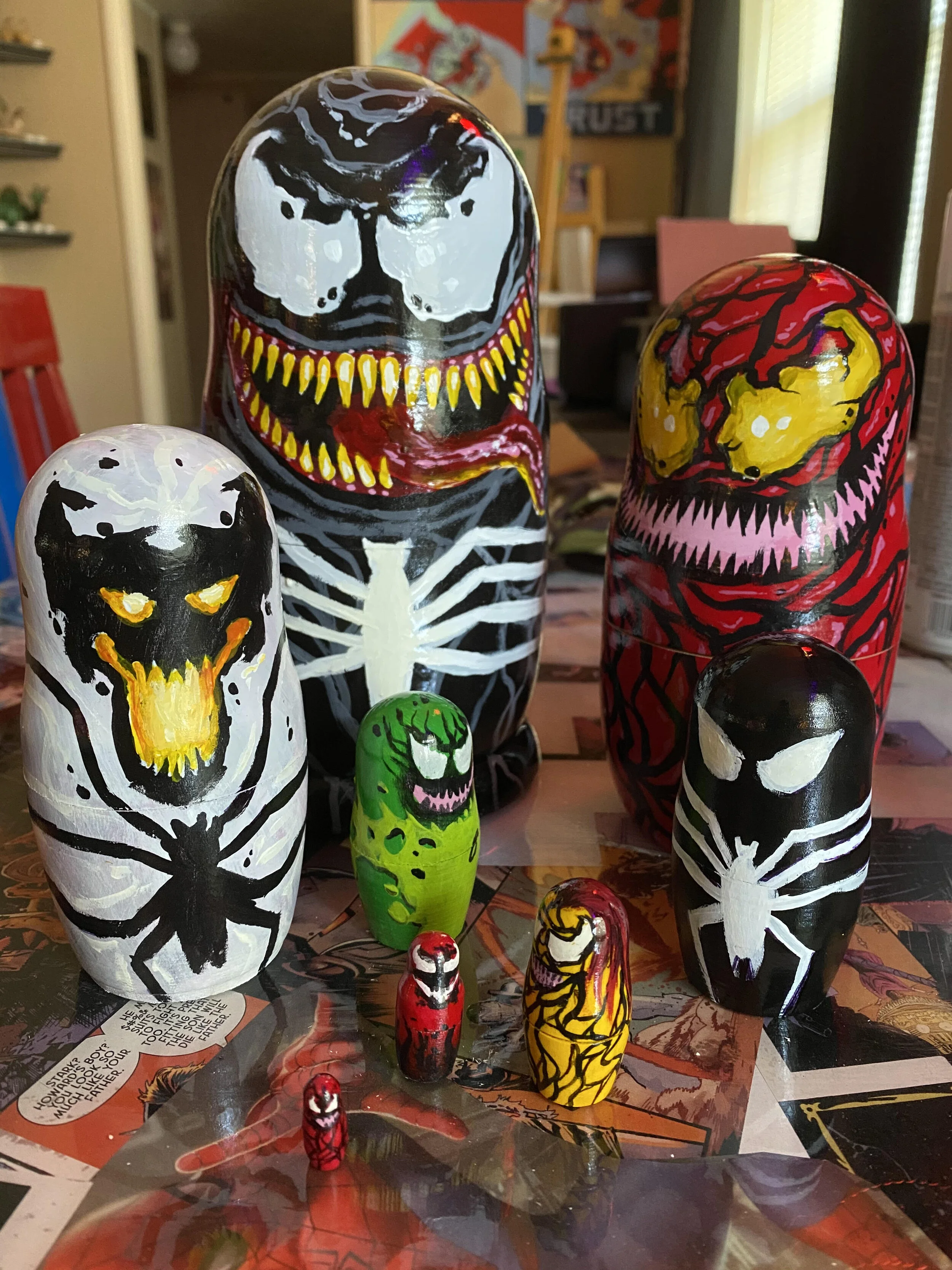 THE SYMBIOTE FAMILY Hand painted Stacking dolls