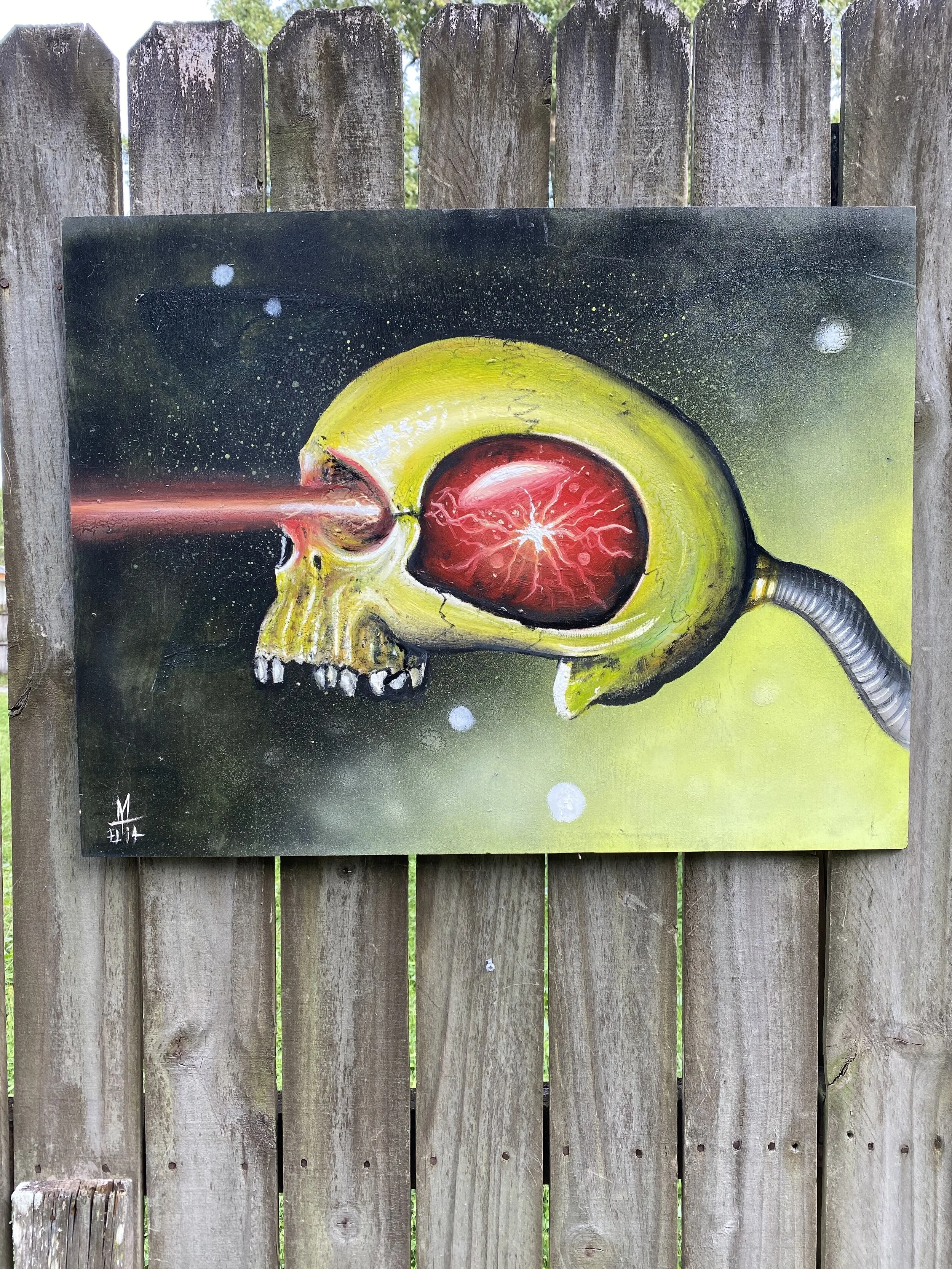 BRAIN WASHED Oil Painting on Wood