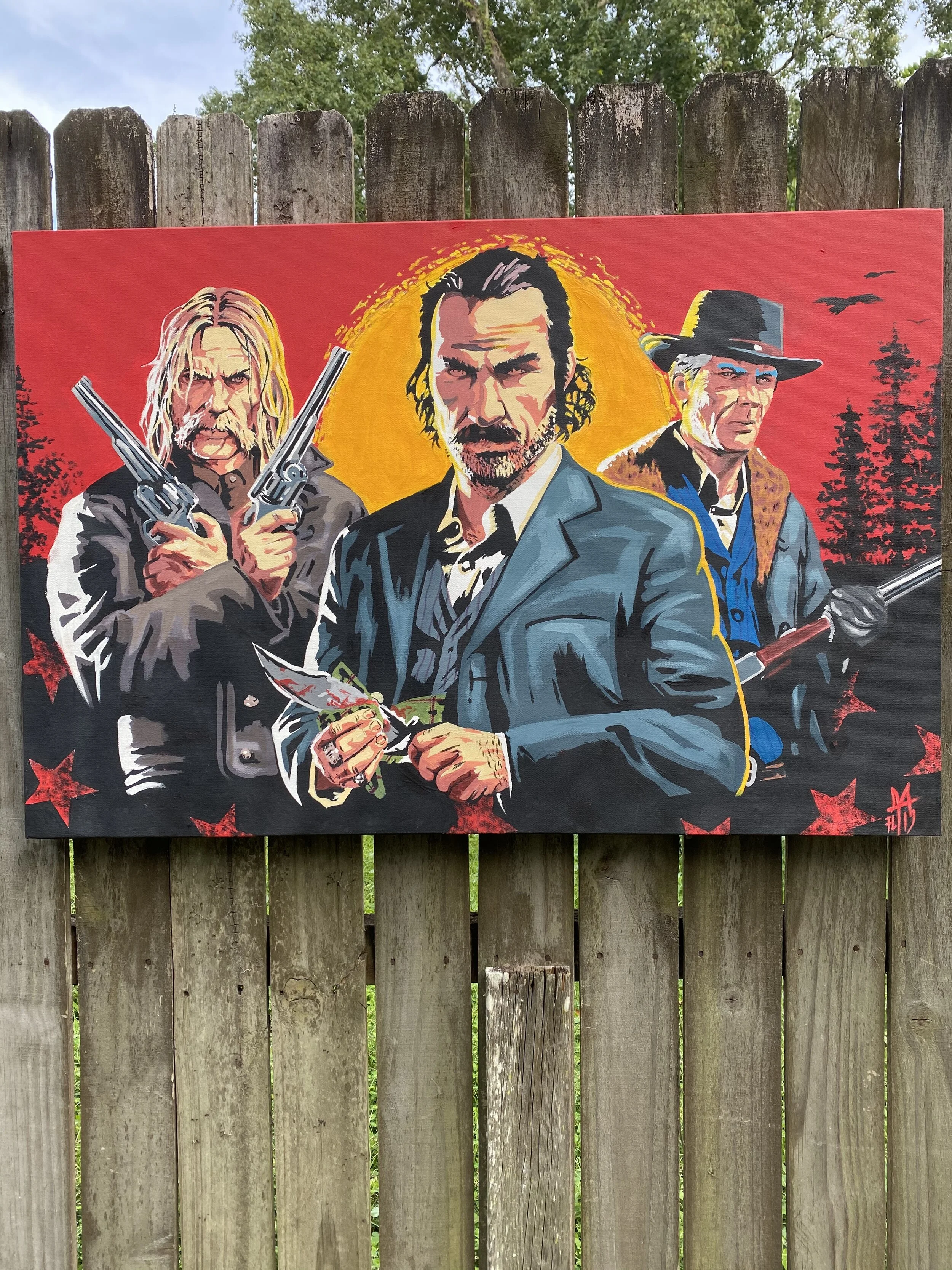 Red Dead Redemption THE GANG Original Acrylic Painting 