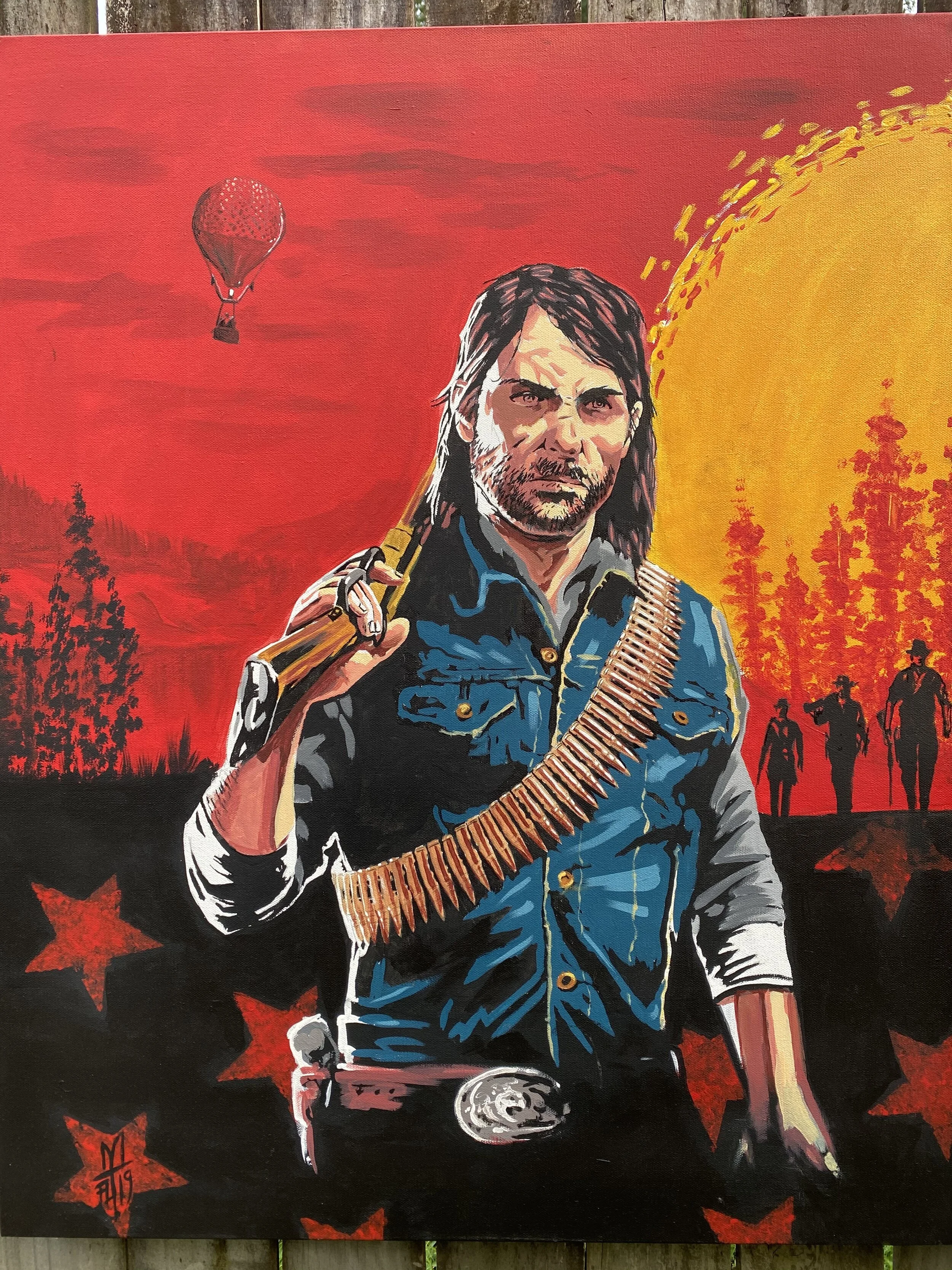 Red Dead Redemption JOHN MARSTON Original Acrylic Painting 