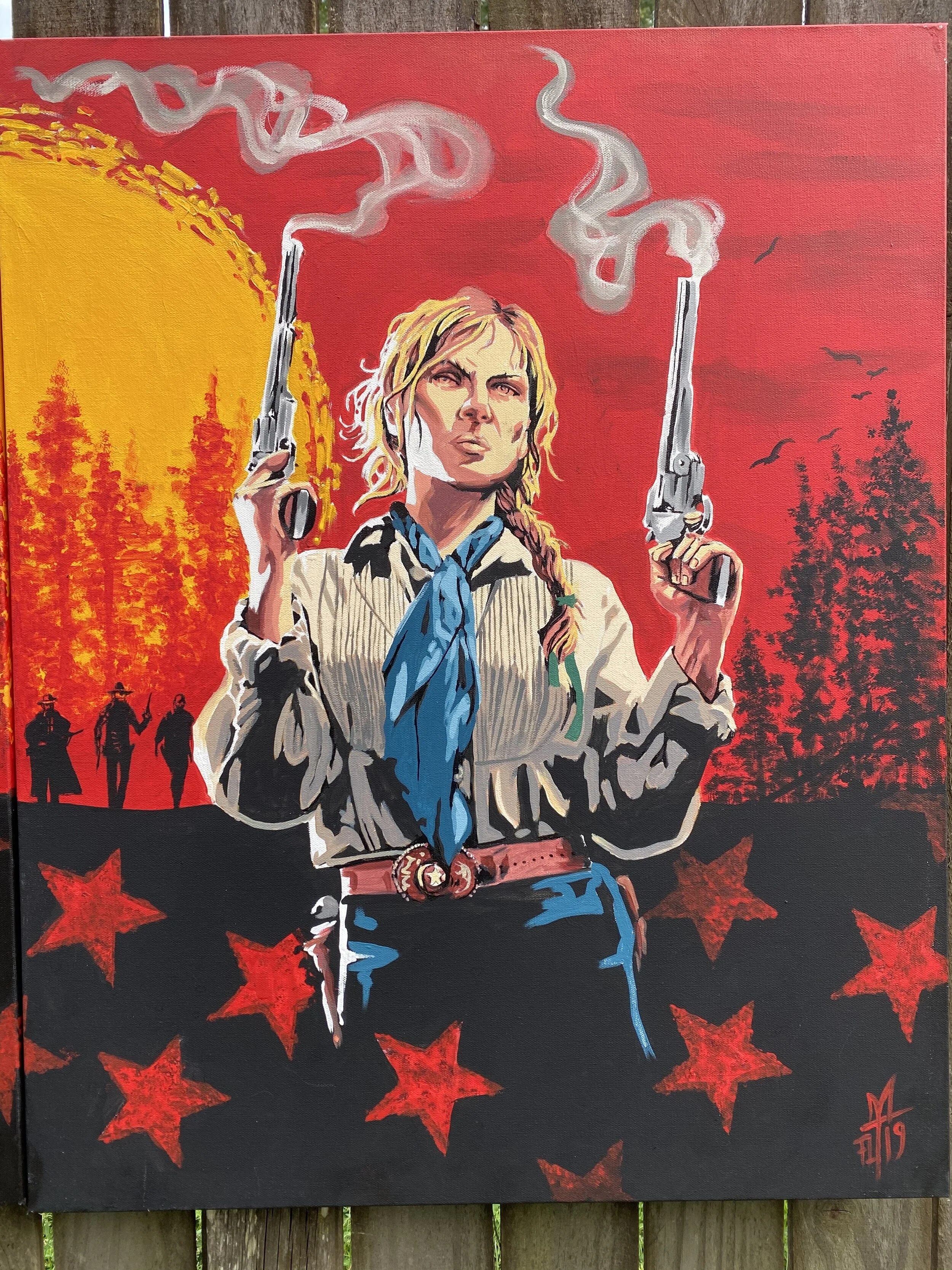 Red Dead Redemption SADIE ADLER Original Acrylic Painting 